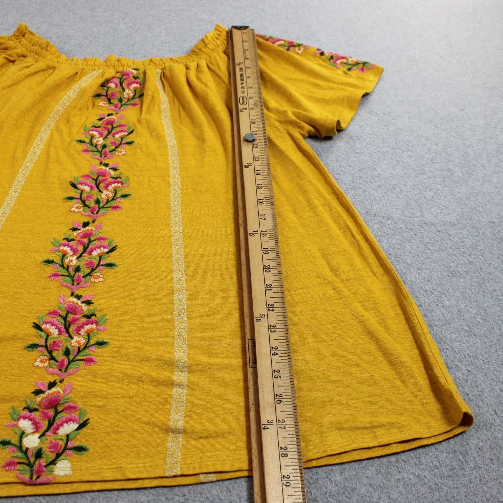 Vintage Sundance Women Shirt Small Yellow Embroidered Off Shoulder Tunic Boho Floral Size S / US 4 / IT 40 - 6 Thumbnail