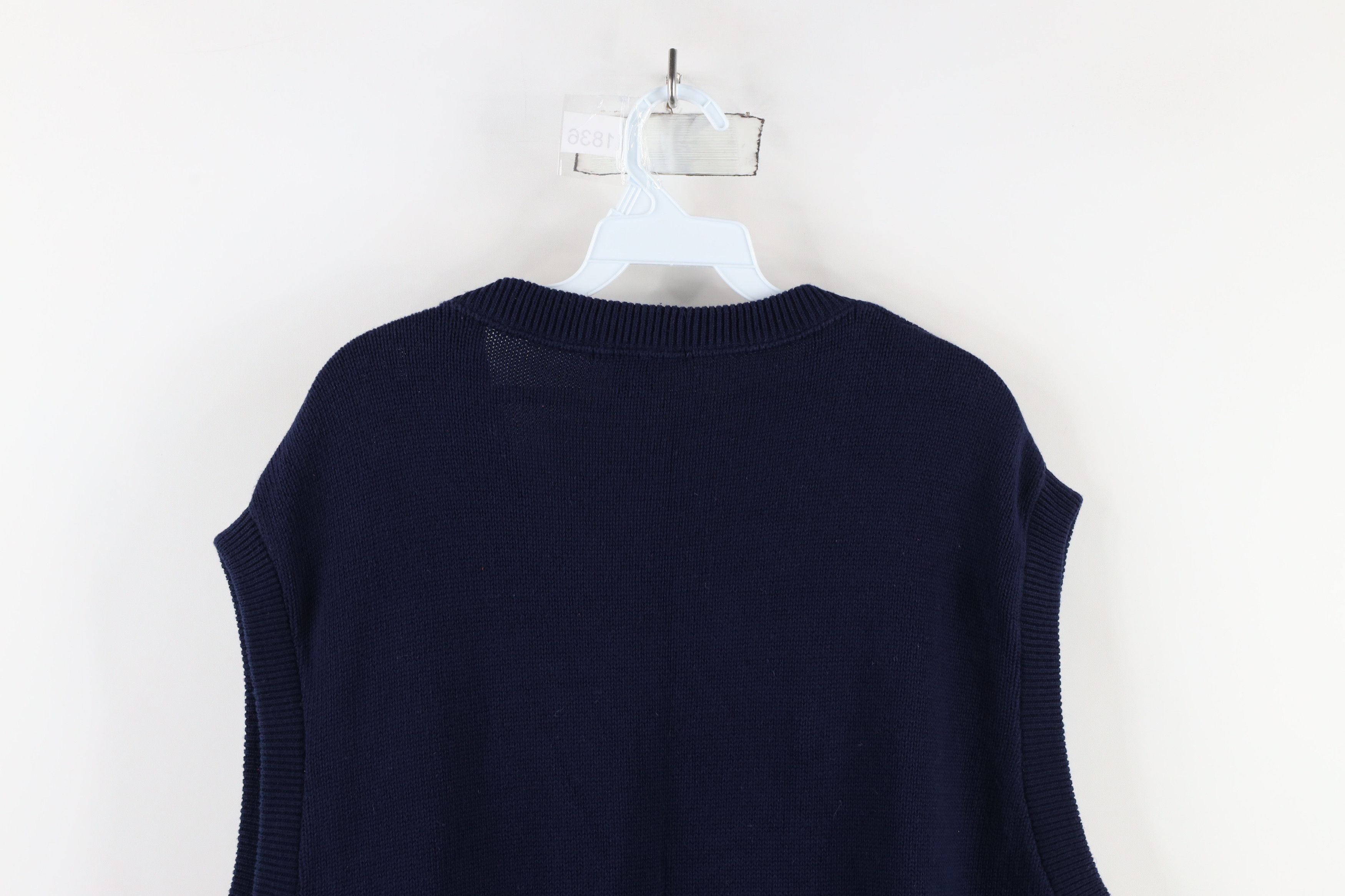 Vintage Vintage 90s Streetwear Cotton Knit Sweater Vest Blue USA Size US L / EU 52-54 / 3 - 7 Thumbnail