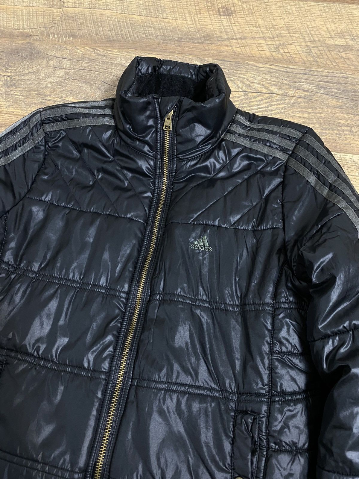 Adidas Adidas Black Puffer Jacket Gold Hardware 3-Stripes M Size M / US 6-8 / IT 42-44 - 2 Thumbnail