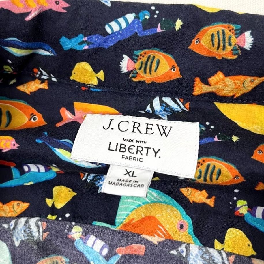 J.Crew VINTAGE J.CREW Liberty Shirt Men XL Blue Fish Hawaiian All Over AOP Print Button Up Prep Shirt Size US XL / EU 56 / 4 - 2 Thumbnail