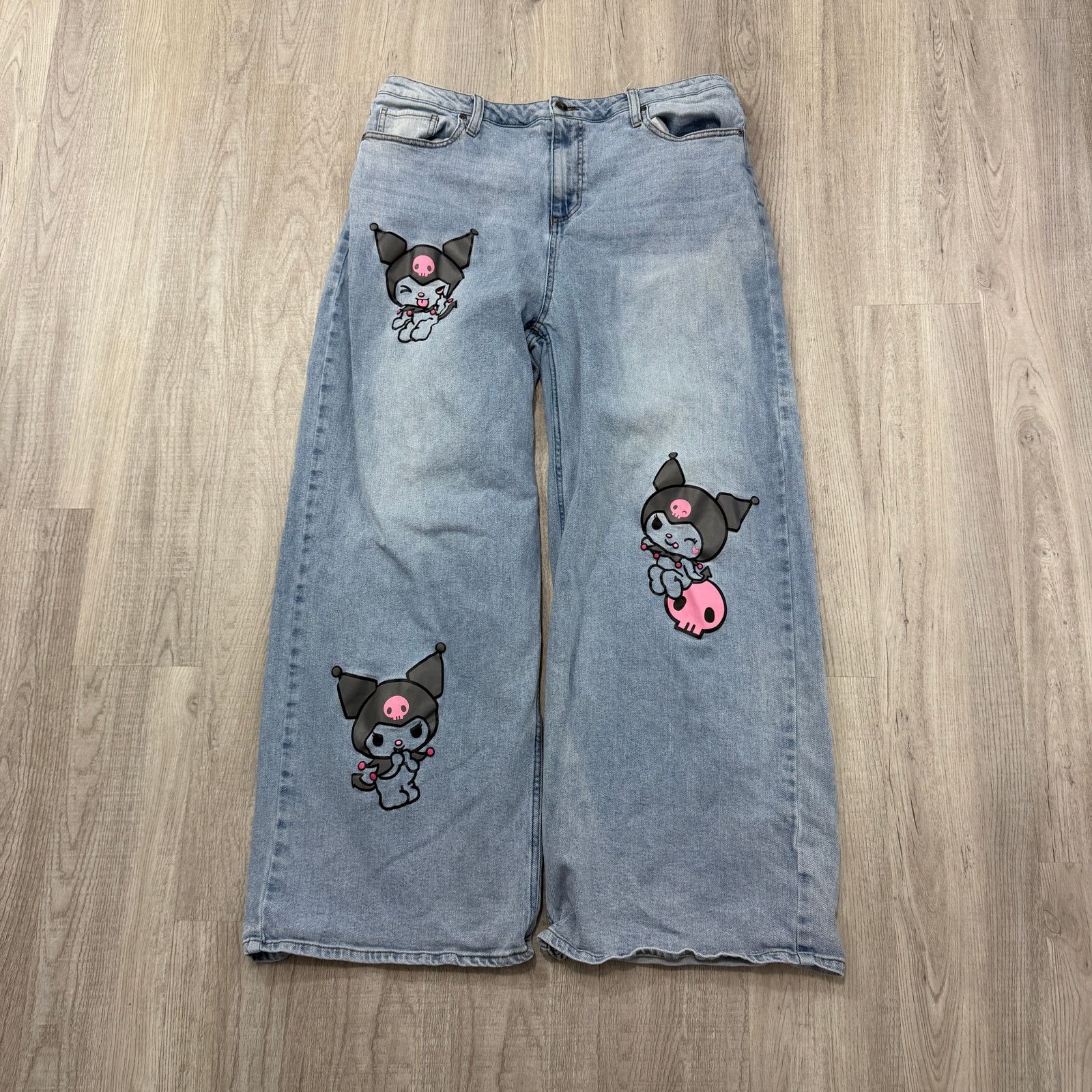 Vintage My Melody & Kuromi Wide Leg Jeans Women's 19 (Fits 36x29) Size 36" / US 14 / IT 50 - 2 Thumbnail