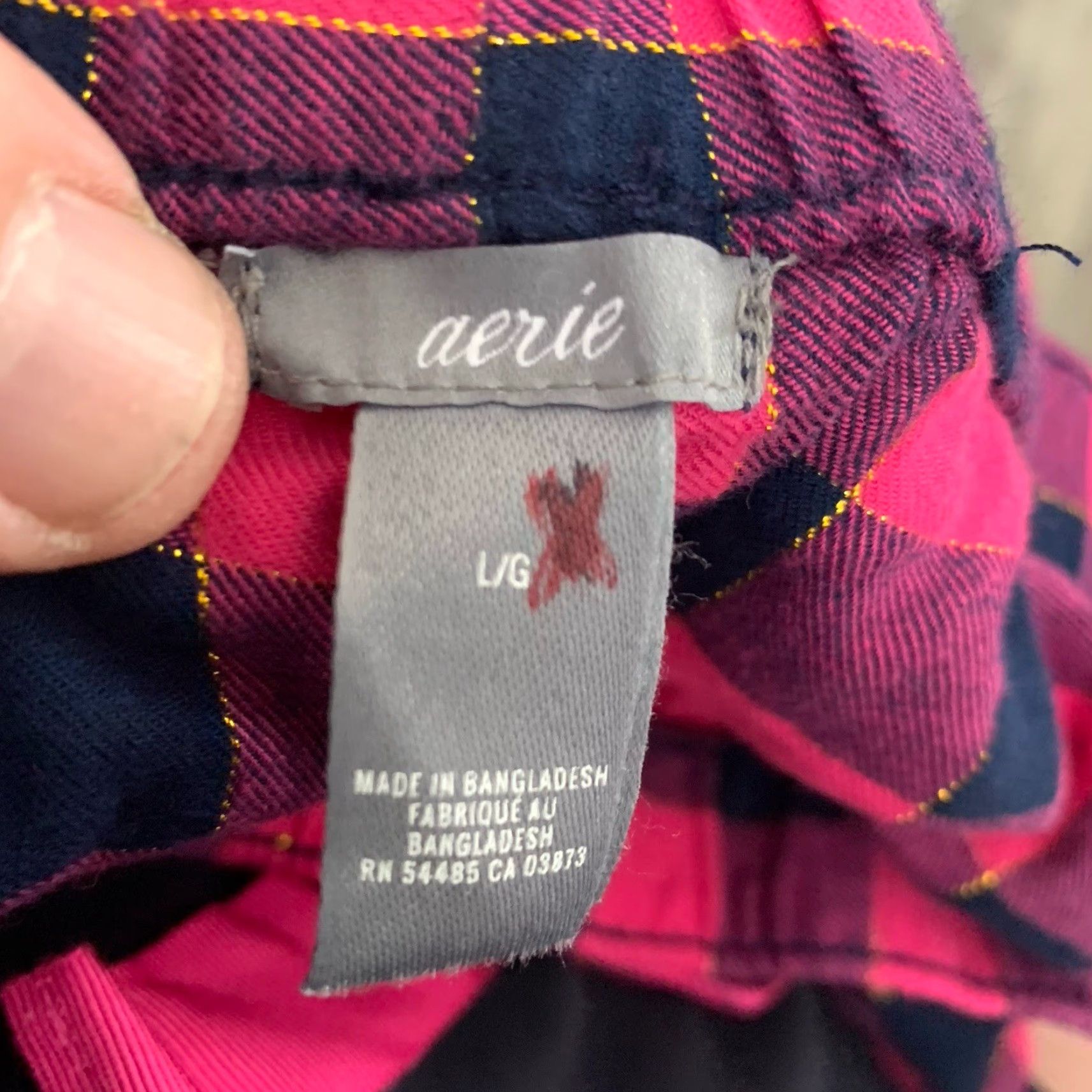 Vintage AERIE Lounge Pants Womens Large Pink Check w Gold Relaxed Elastic No Pockets NEW Size 36" / US 14 / IT 50 - 2 Thumbnail