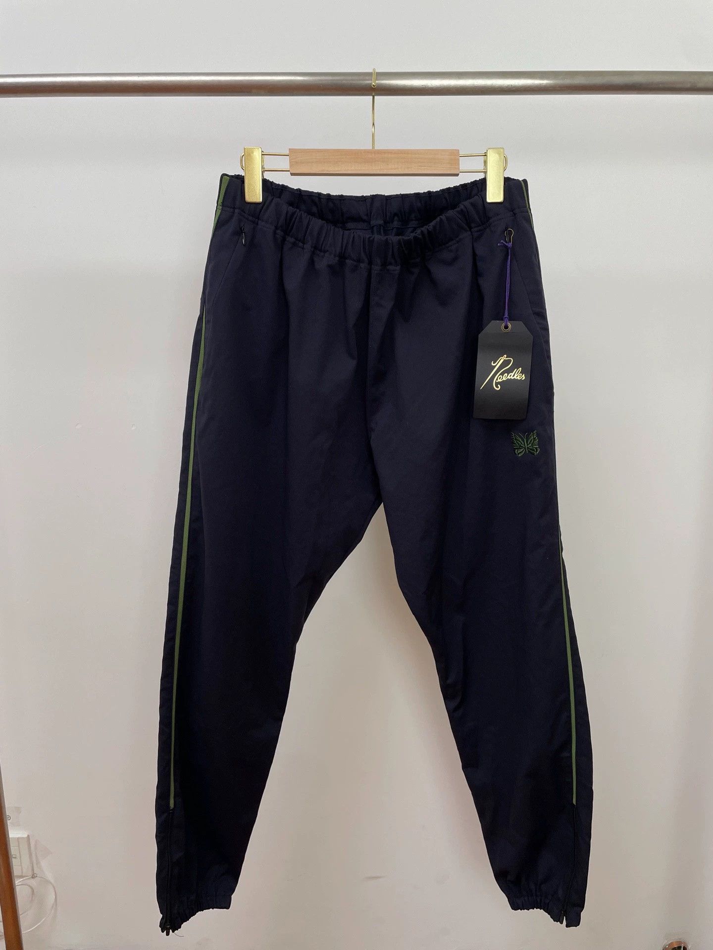Needles NEEDLES Butterfly Pants Black w/ Green Stripes M Japan Size US 32 / EU 48 - 1 Thumbnail