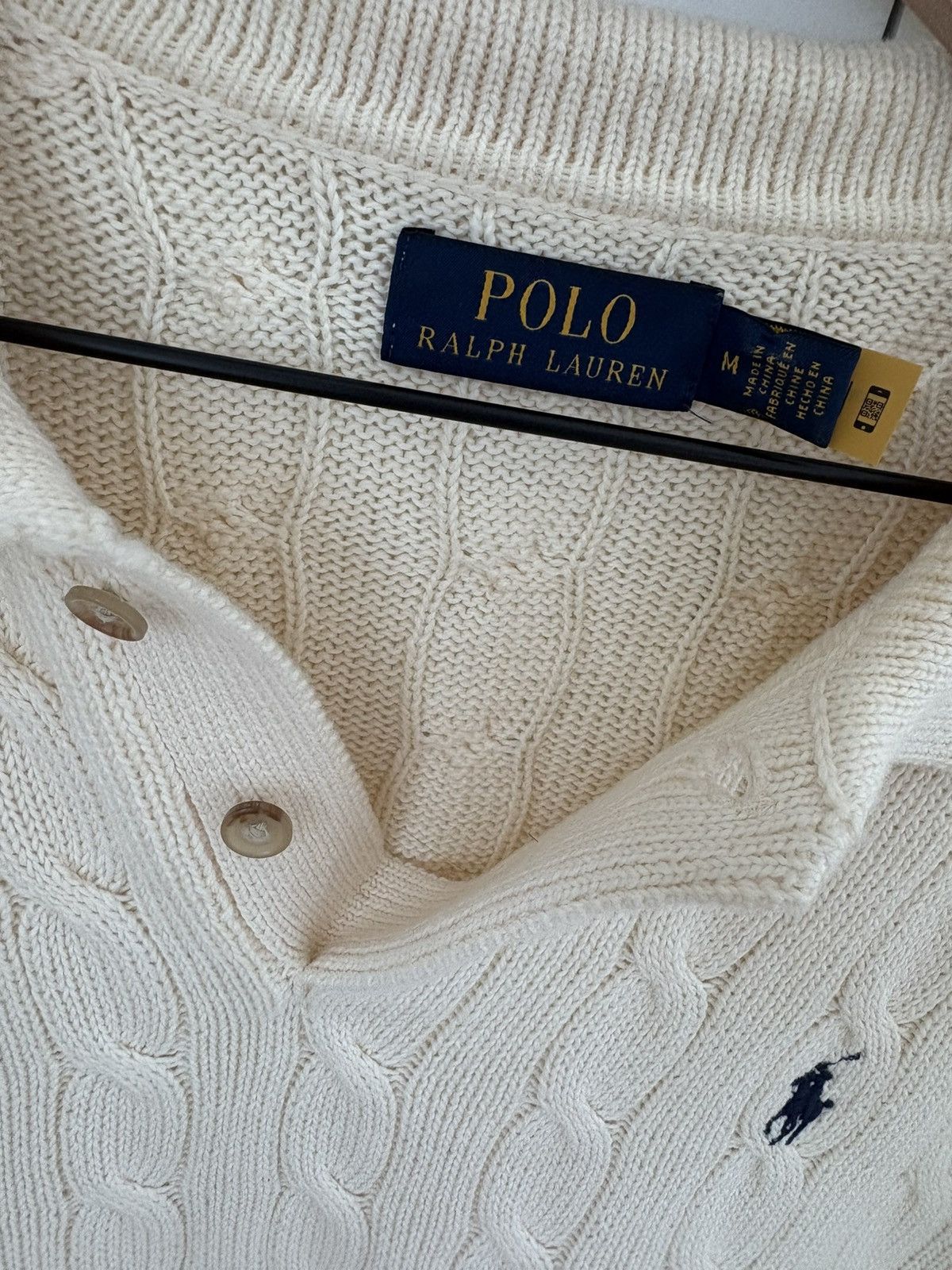 Ralph Lauren Cable-Knit Cotton Polo Sweater Size US M / EU 48-50 / 2 - 2 Thumbnail