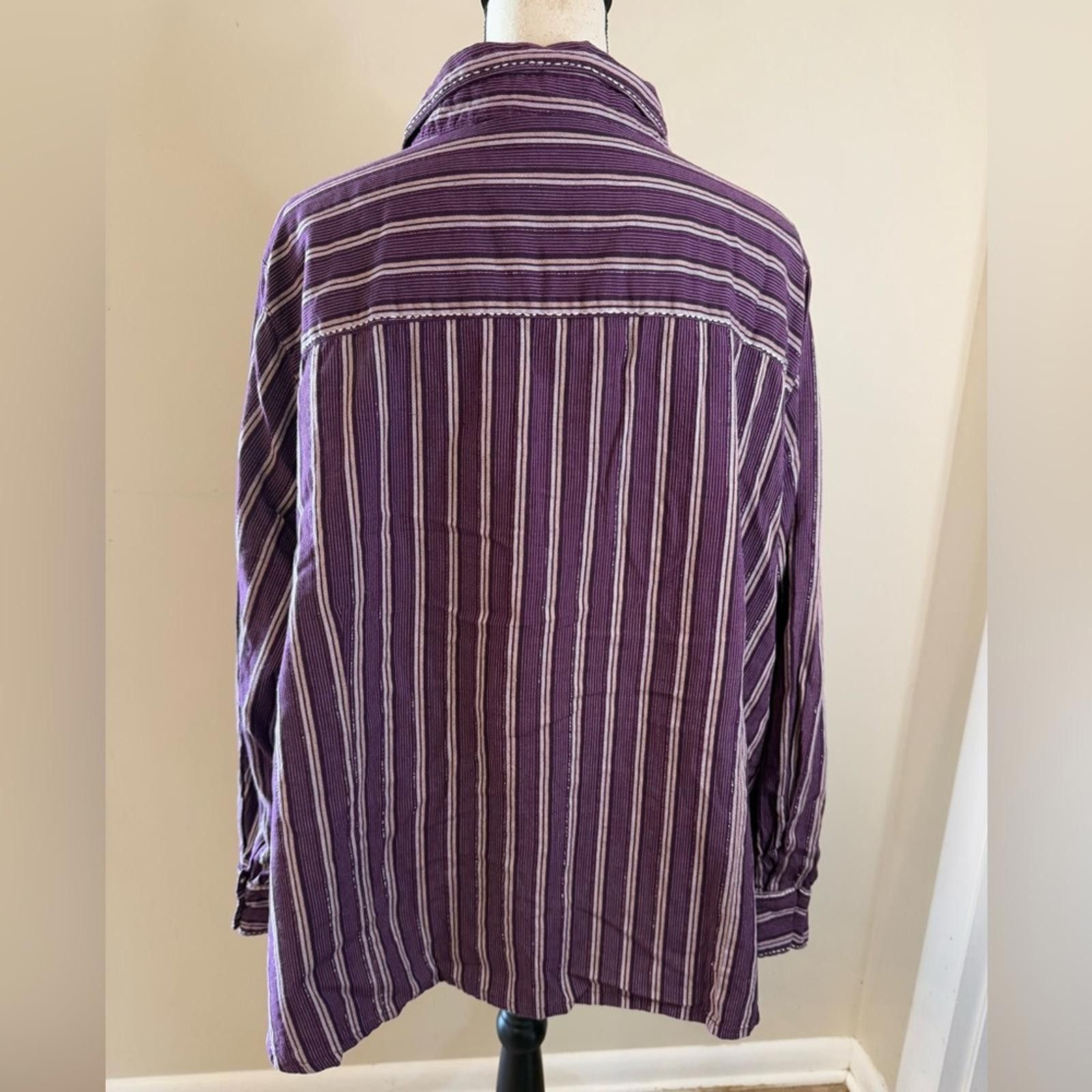 Other Liz & Me burgundy metallic striped shirt plus size 3X Size 3XL / US 20-22 - 2 Thumbnail