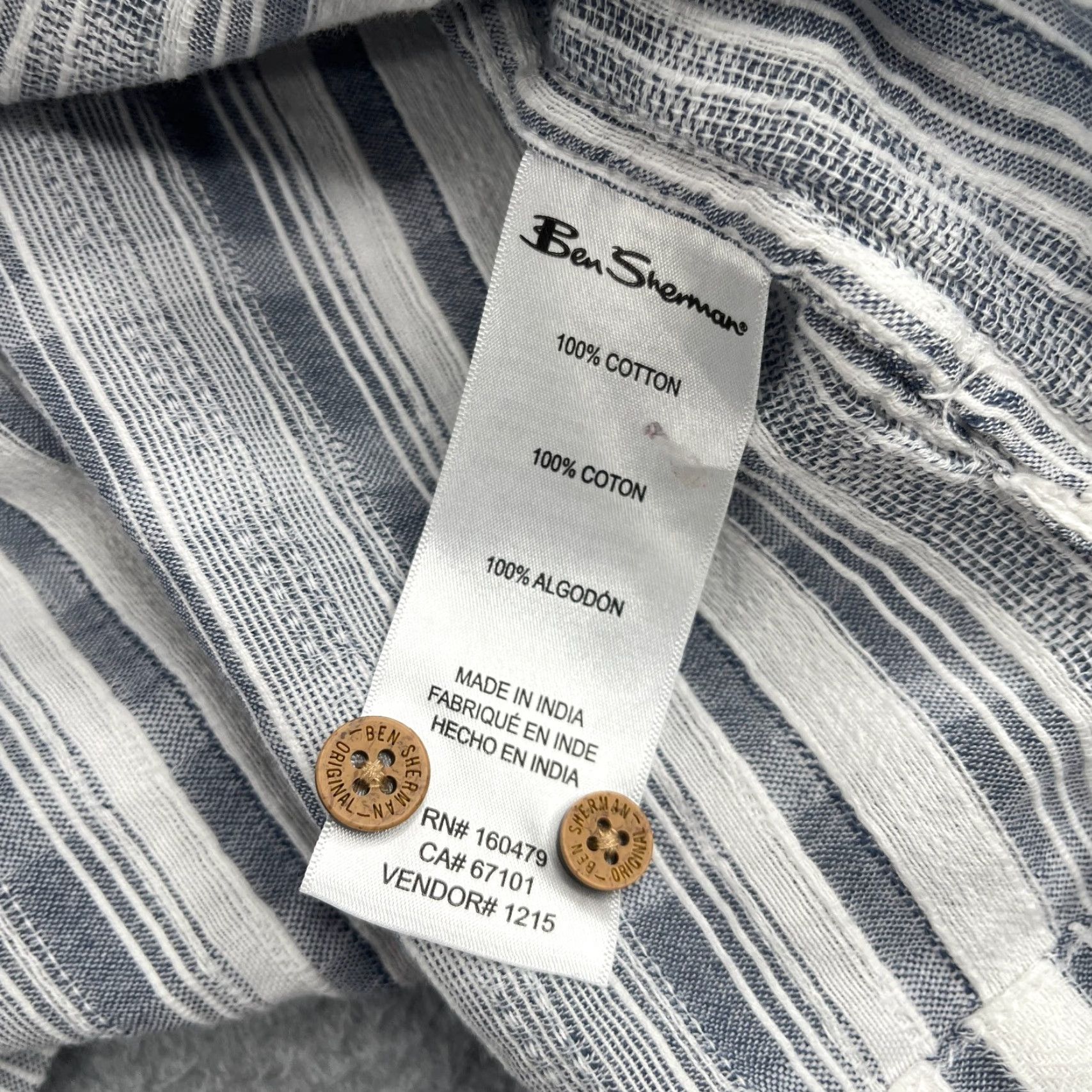 Ben Sherman Ben Sherman BoHo Style Shirt L White Navy Striped Button Up Short Sleeve Casual Men’s Regular Cotton Woven Button-Up Vintage No Size US L / EU 52-54 / 3 - 5 Thumbnail