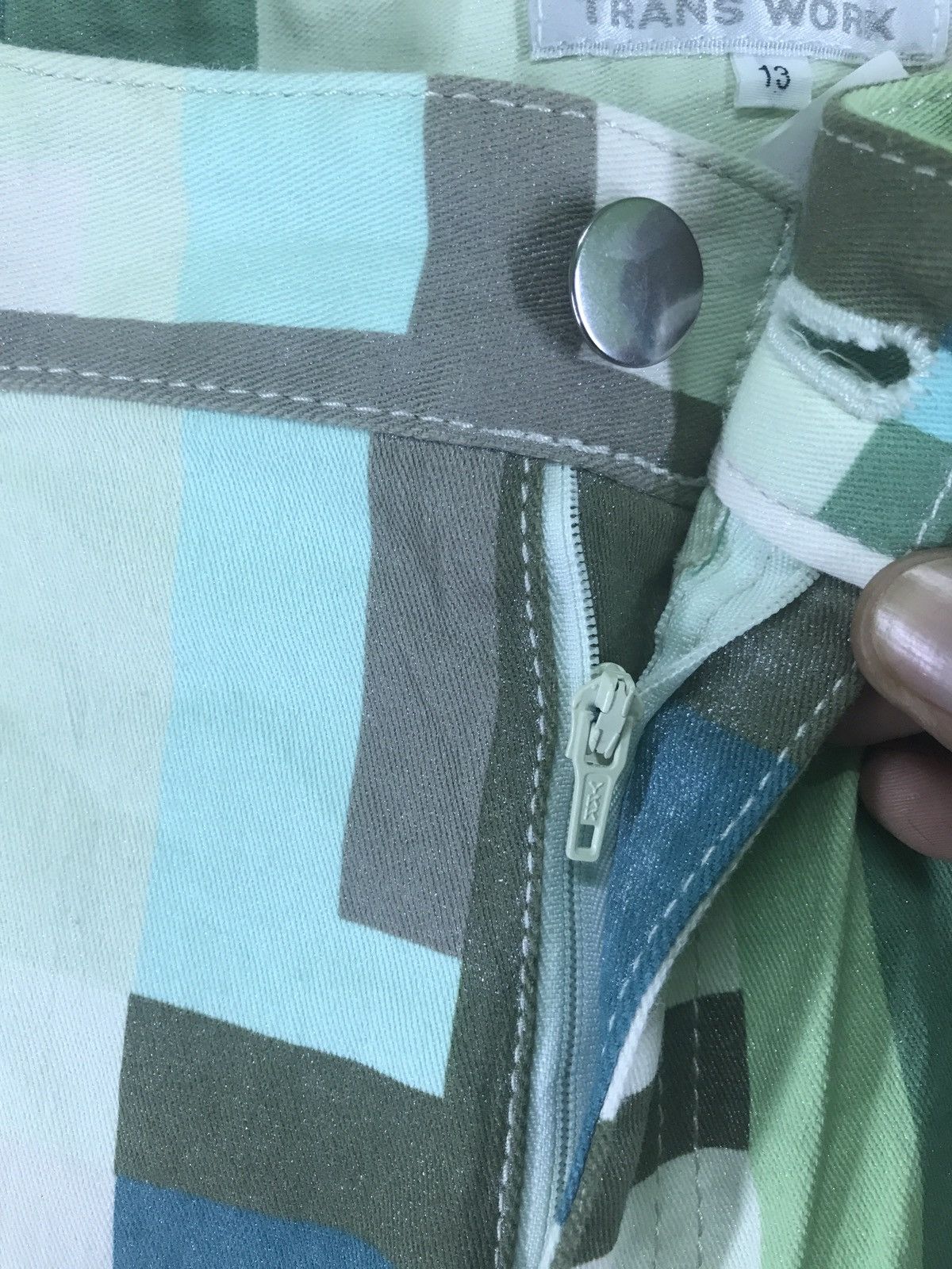 Designer × Japanese Brand × Vintage FAMOUS GREEN ABSTRACT FLARED BY TRANS WORK Size 30" / US 8 / IT 44 - 4 Thumbnail