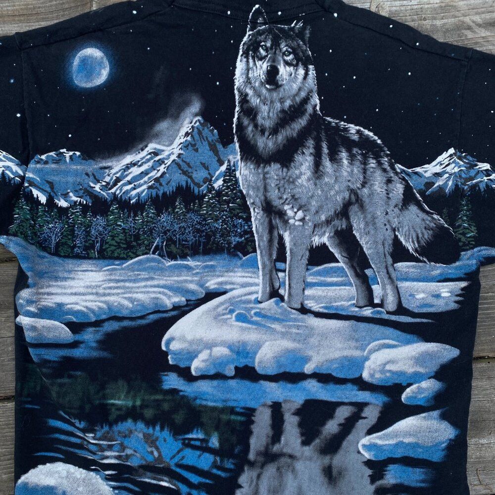 Liquid Blue × Vintage Vintage 1995 Liquid Blue T Shirt AOP Large John Connell Wolf Size US L / EU 52-54 / 3 - 8 Thumbnail