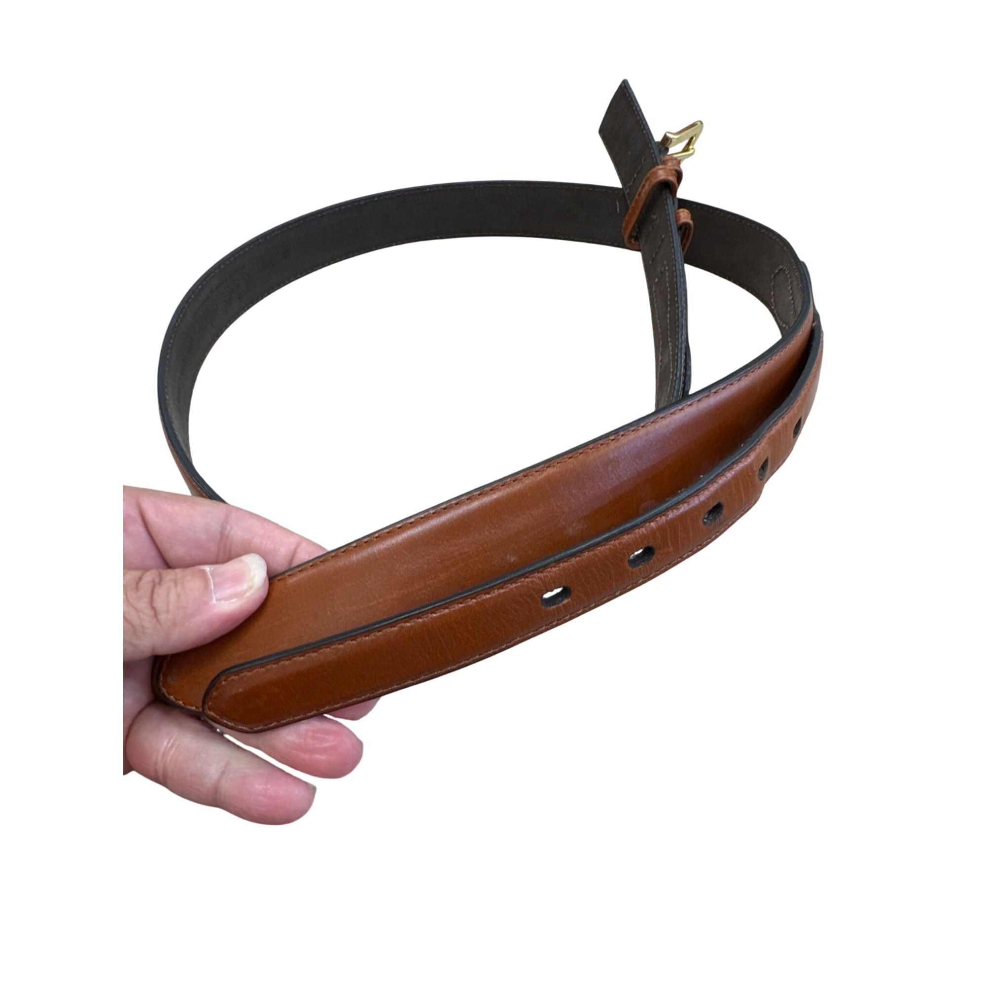 Cabelas Cabelas Mens Brown Leather Belt Size 40 With Gold Buckle SKU Size 40 - 6 Thumbnail