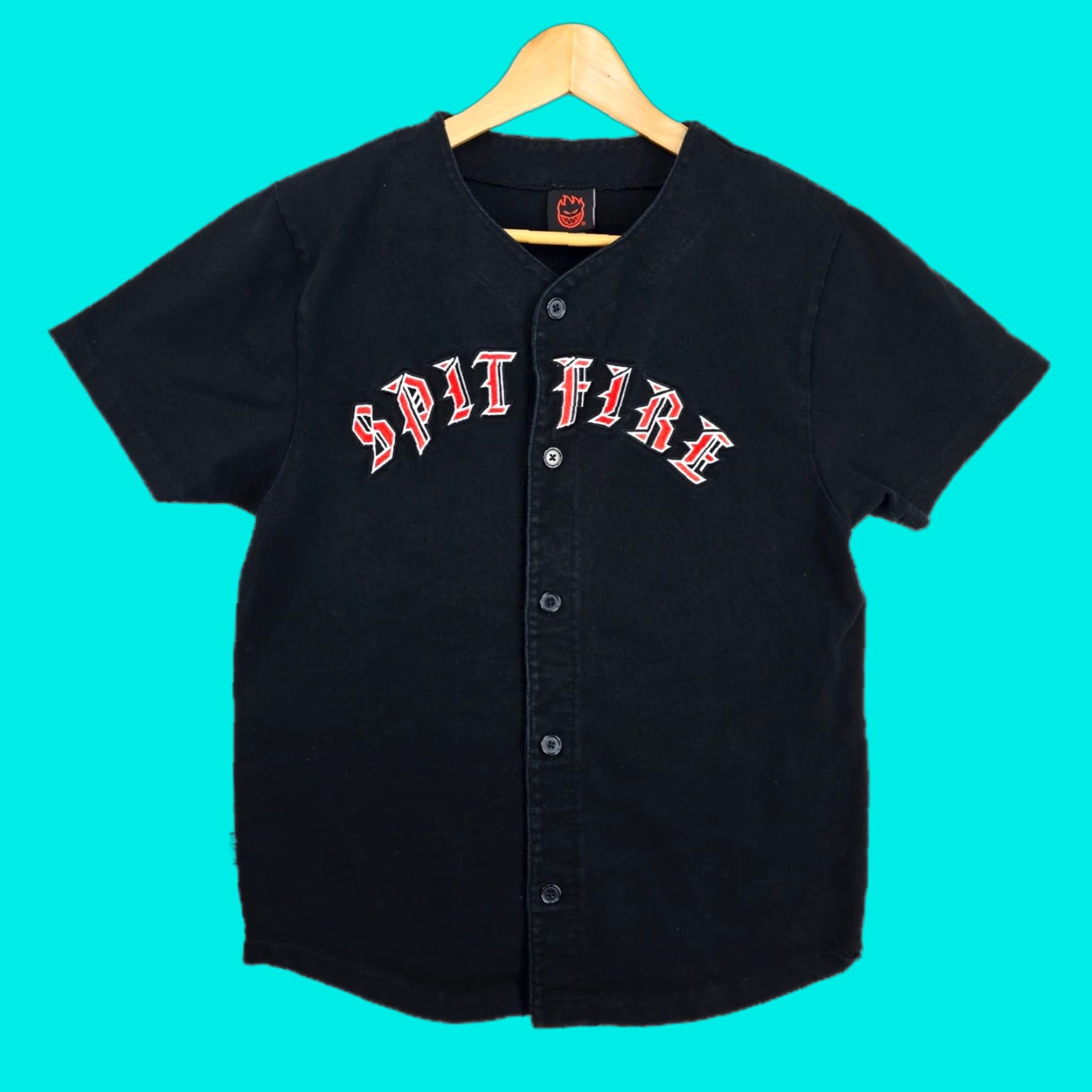 トップス SPITFIRE BUTTON FRONT JERSEY Vintage Spitfire Button Up Embroidered Spell Out Baseball