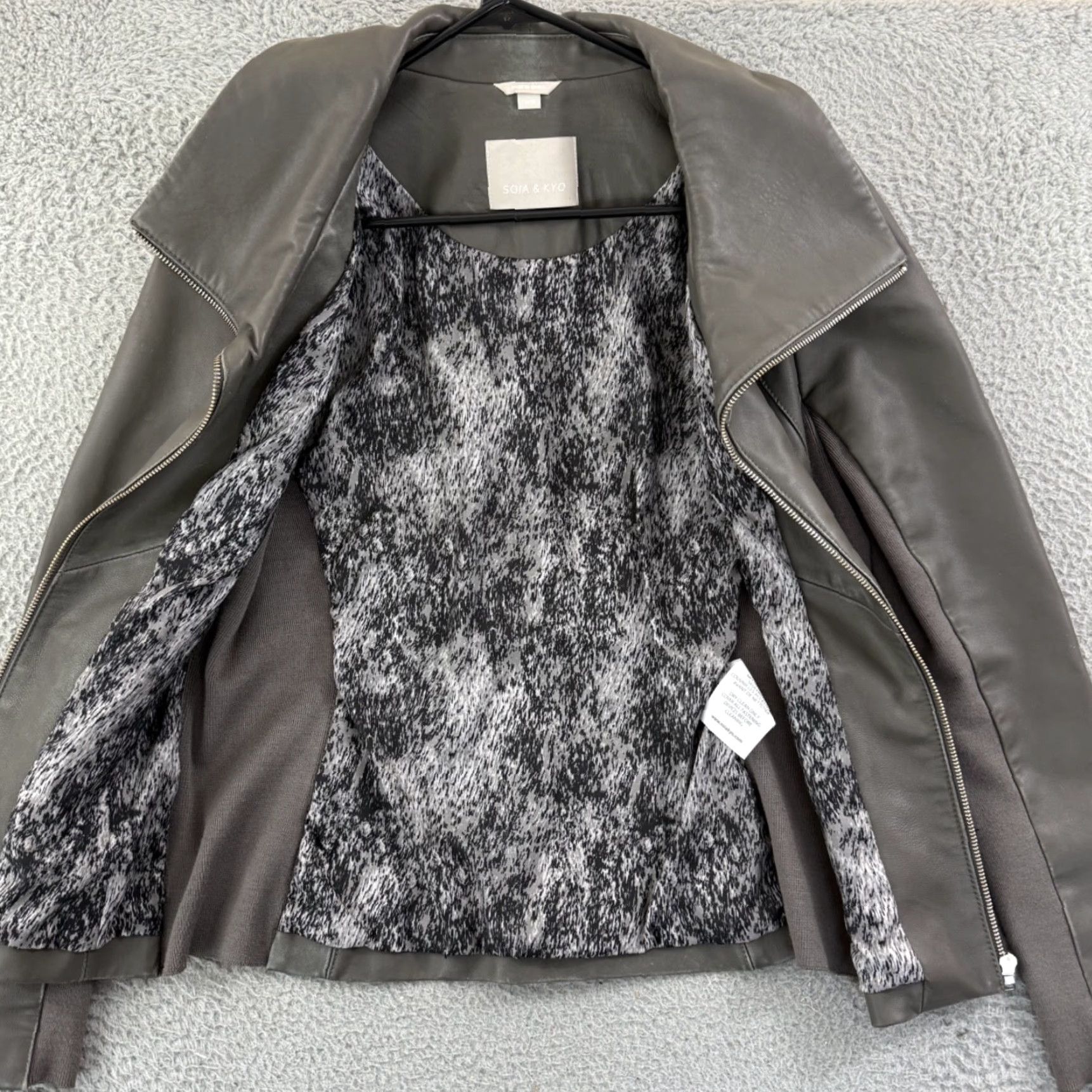 Vintage Soia & Kyo Jacket Women M Gray Full Zip Leather Biker Moto Outdoor Size M / US 6-8 / IT 42-44 - 7 Thumbnail