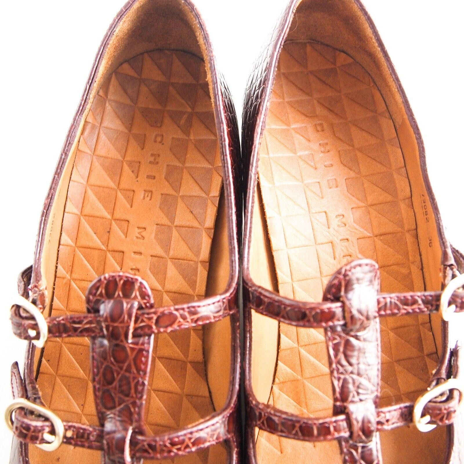 Designer Chie Mihara Mary Jane Flats Burgundy Faux Croc EU 36 US 6 Size US 6 / IT 36 - 6 Thumbnail