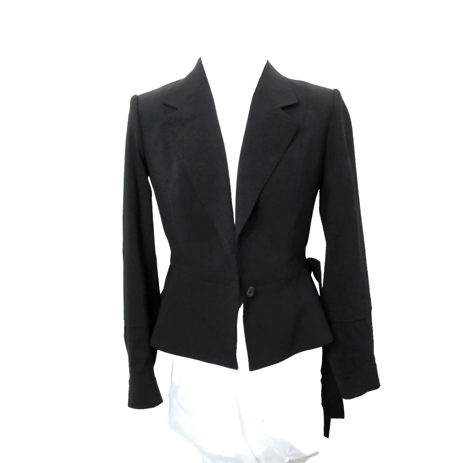 Yves Saint Laurent VINTAGE Saint Laurent Blazer Women Wool Double Breasted Black 42 Collared Padded Fully Lined Vintage YSL Rive Gauche by Tom Ford Size M / US 6-8 / IT 42-44 - 2 Thumbnail
