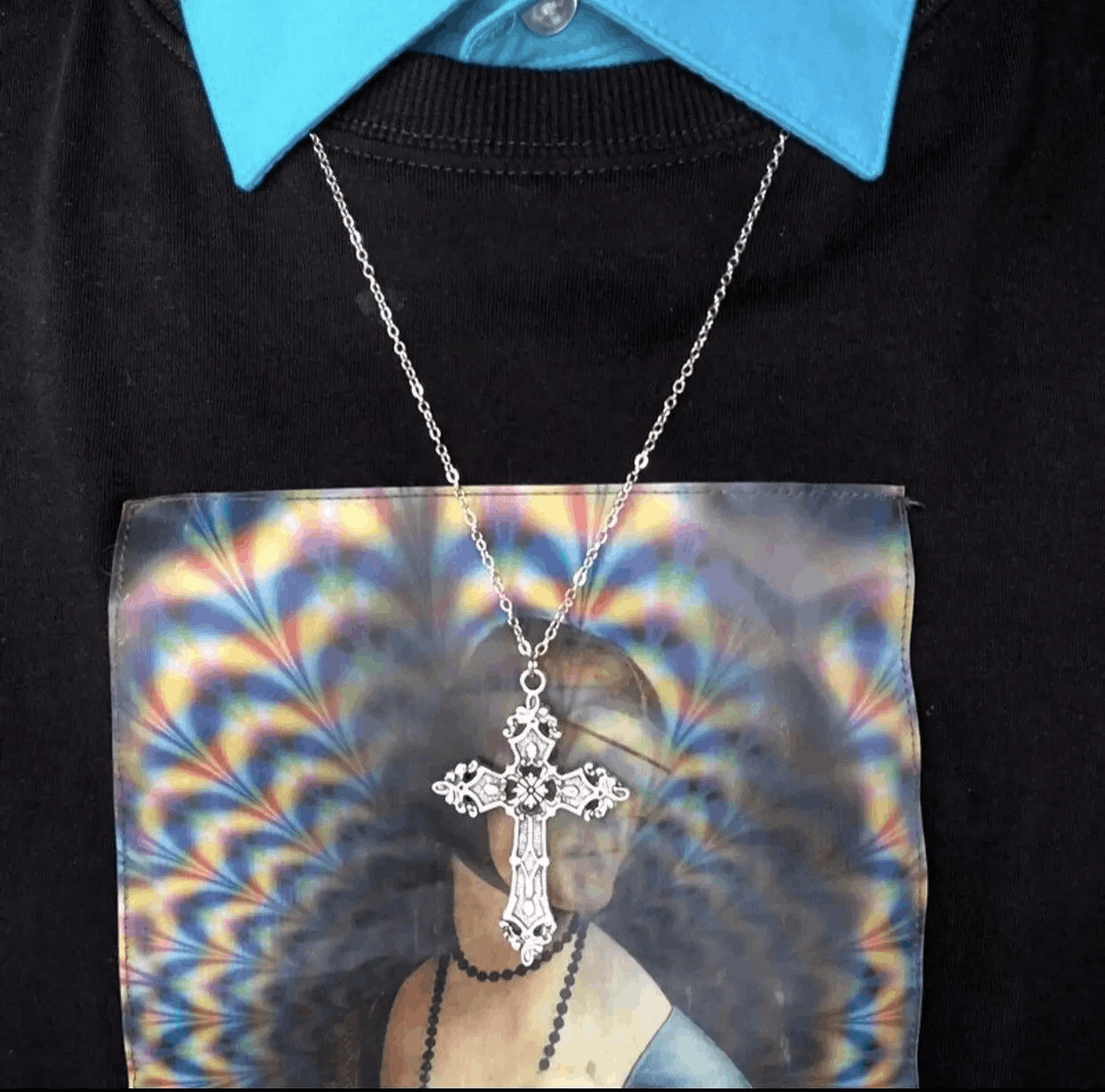 Japanese Brand Cross Necklace Aesthetic Edgy Grunge Streetwear Drip Size ONE SIZE - 1 Thumbnail