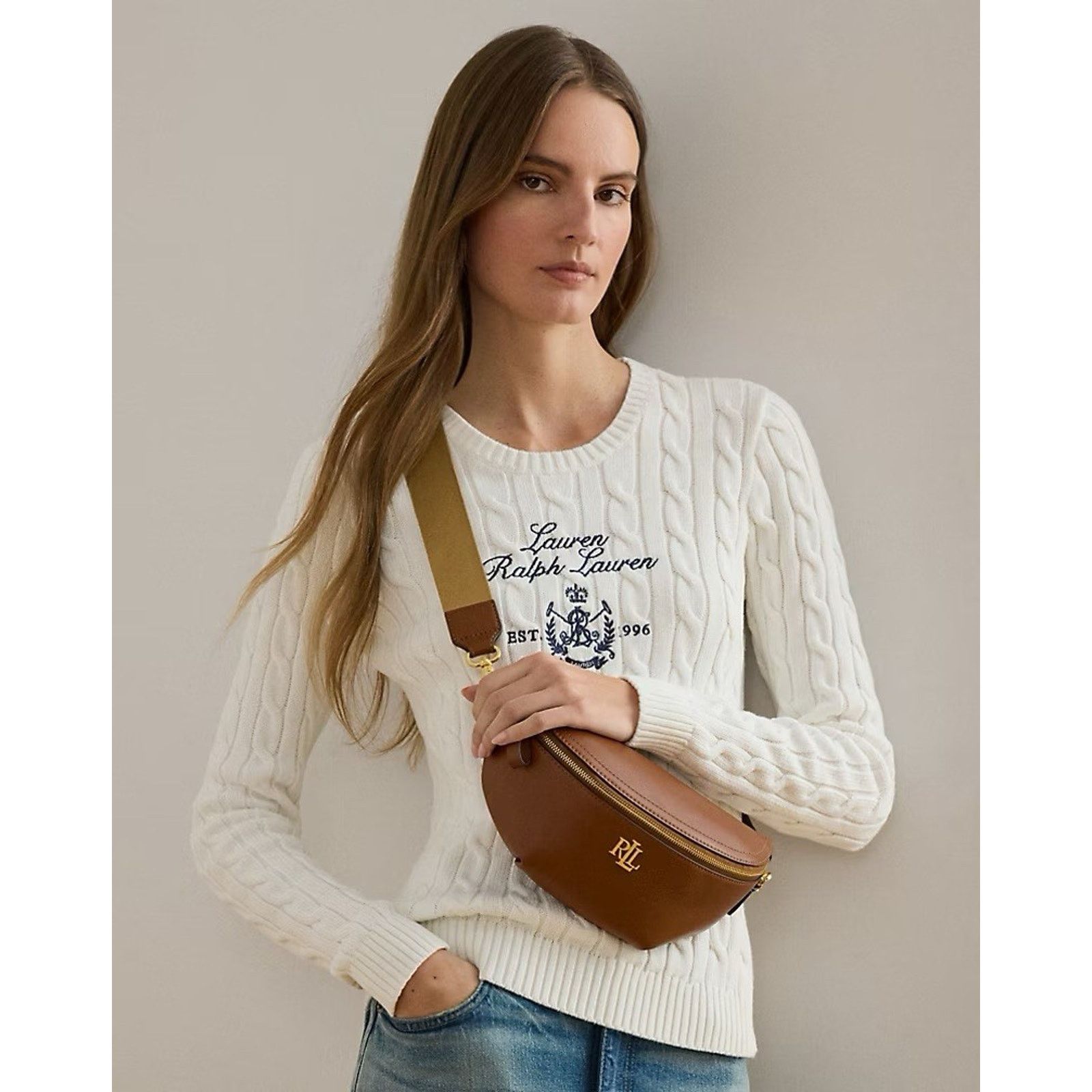 Lauren Ralph Lauren NWT Ralph Lauren Waist/ Shoulder Leather March Belt Bag Tan Size ONE SIZE - 7 Thumbnail
