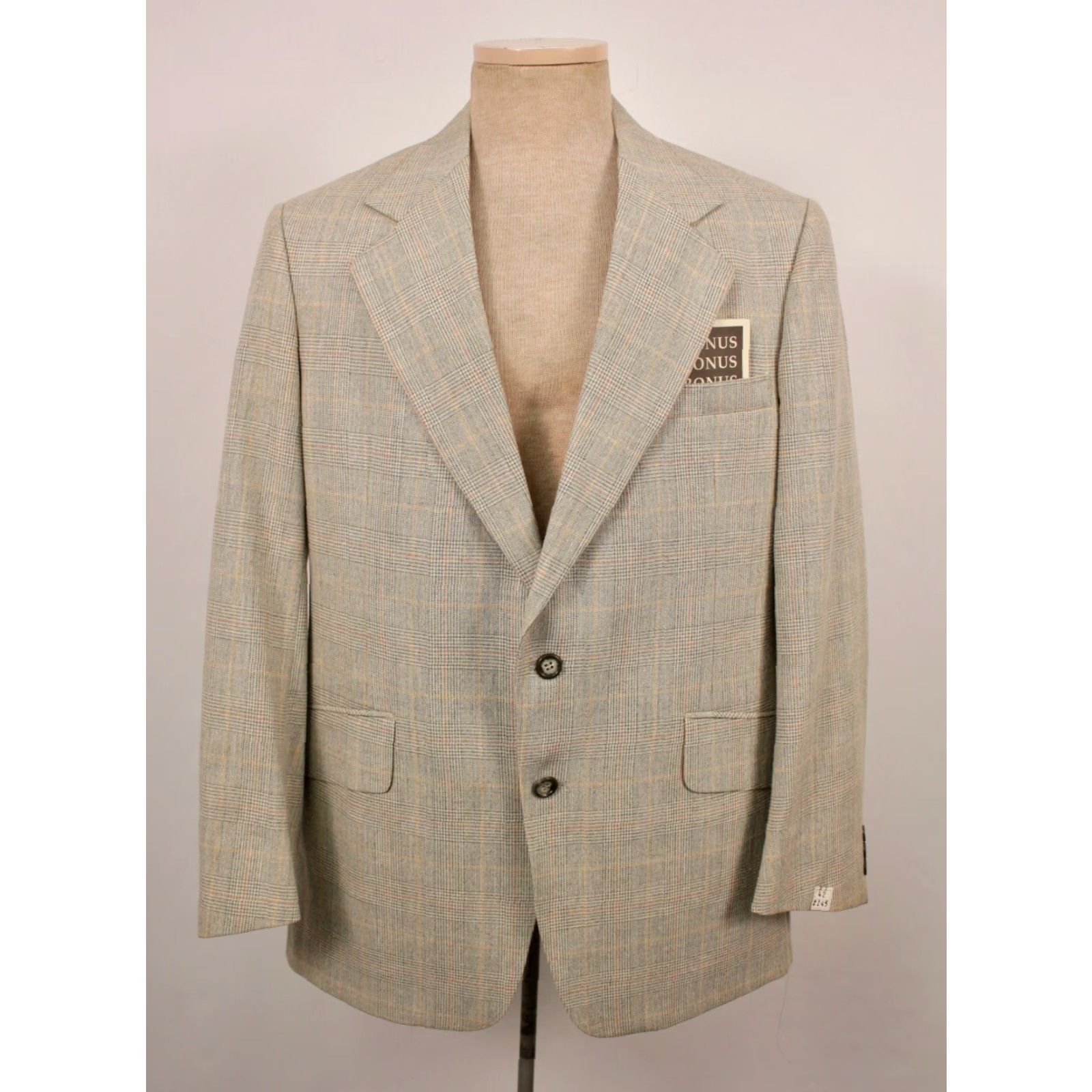 Vintage VINTAGE Mens VTG 70s NOS Light Green Plaid Leisure Suit Jacket Pants L 42 1970s Polyester Blend Disco Mens Size 42R - 3 Thumbnail