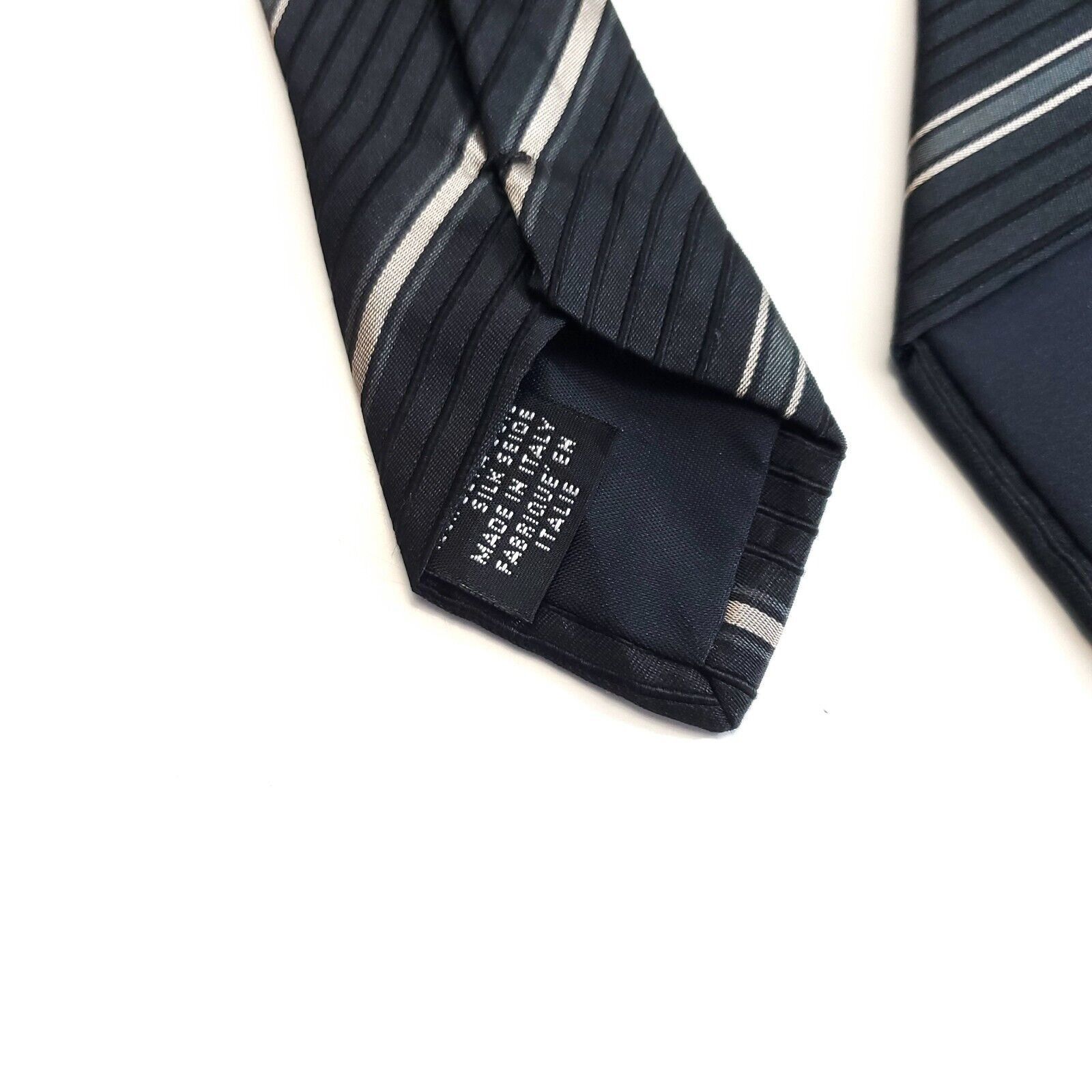 Canali Canali Gray Woven Striped Wide Silk Tie Size ONE SIZE - 5 Thumbnail