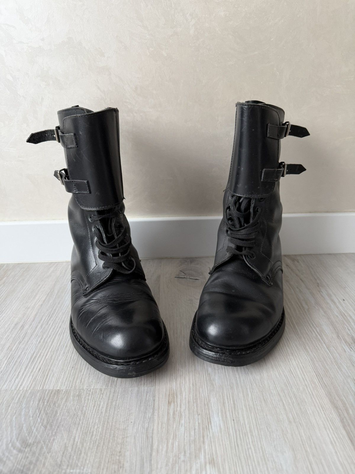 If Six Was Nine Double Buckle Black Moto Boots Red Wing Frye Guidi Inspired Size US 9.5 / EU 42-43 - 2 Thumbnail
