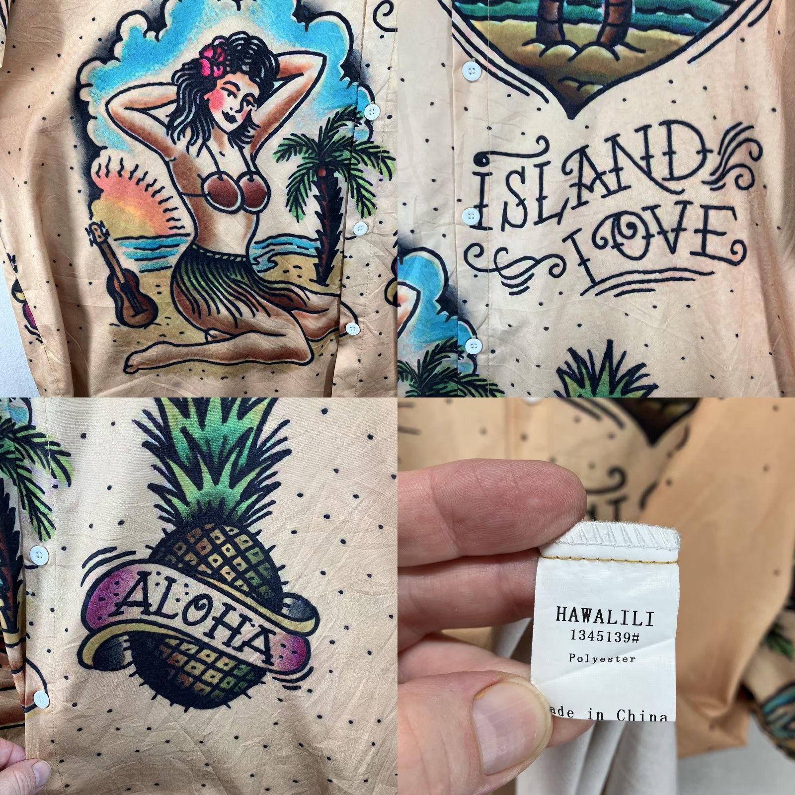 Vintage Hawalili Mens Hawaiian Shirt 4XL Hula Girl Hawaii Tattoo Retro Sailor Art Size US XXL / EU 58 / 5 - 8 Thumbnail