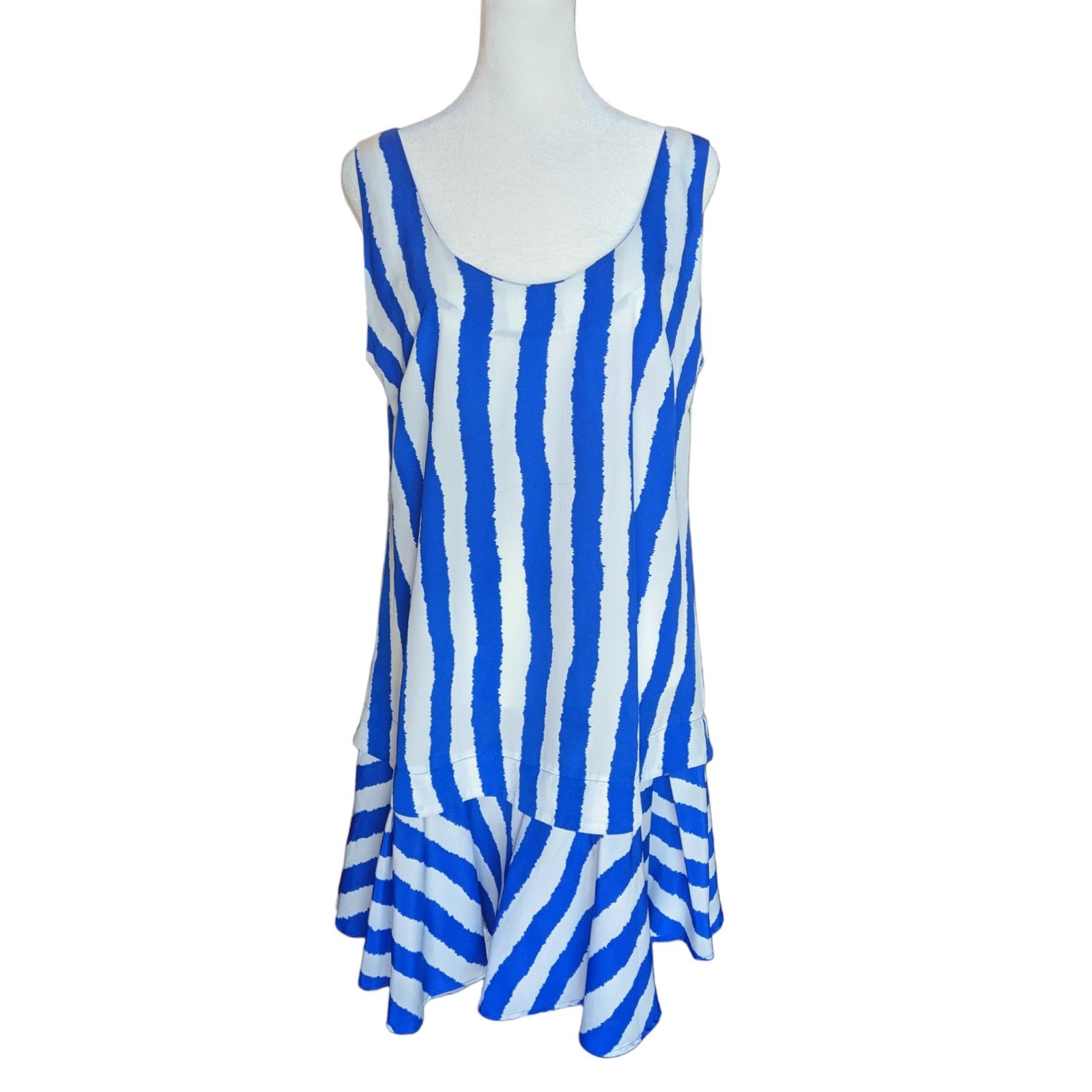 Anthropologie Anthropologie TYLHO Blue Striped Handkerchief Dress Small Size S / US 4 / IT 40 - 2 Thumbnail