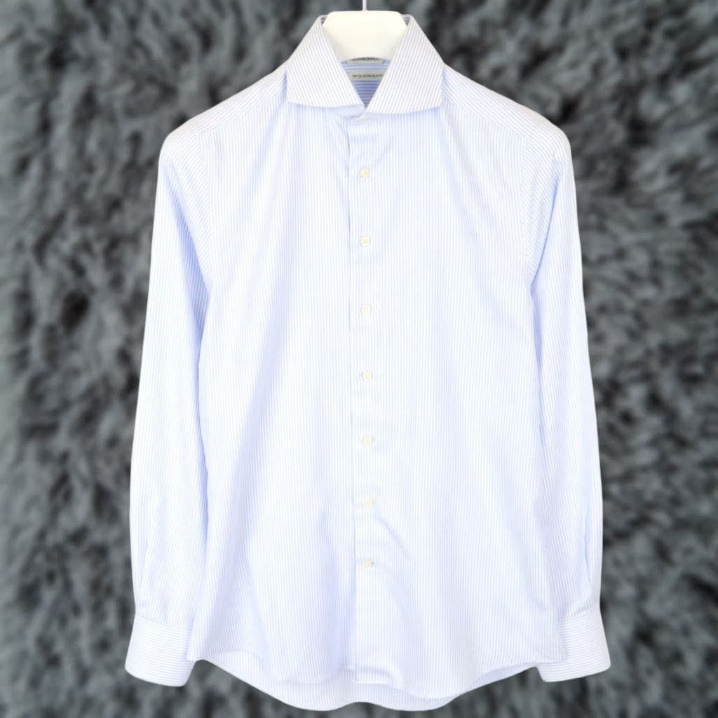 Suitsupply Suitsupply Try On Extra Slim Fit Formal Shirt Men's 37 / 14 1/2 Pinstriped Blue Shirt Size 36R - 1 Thumbnail