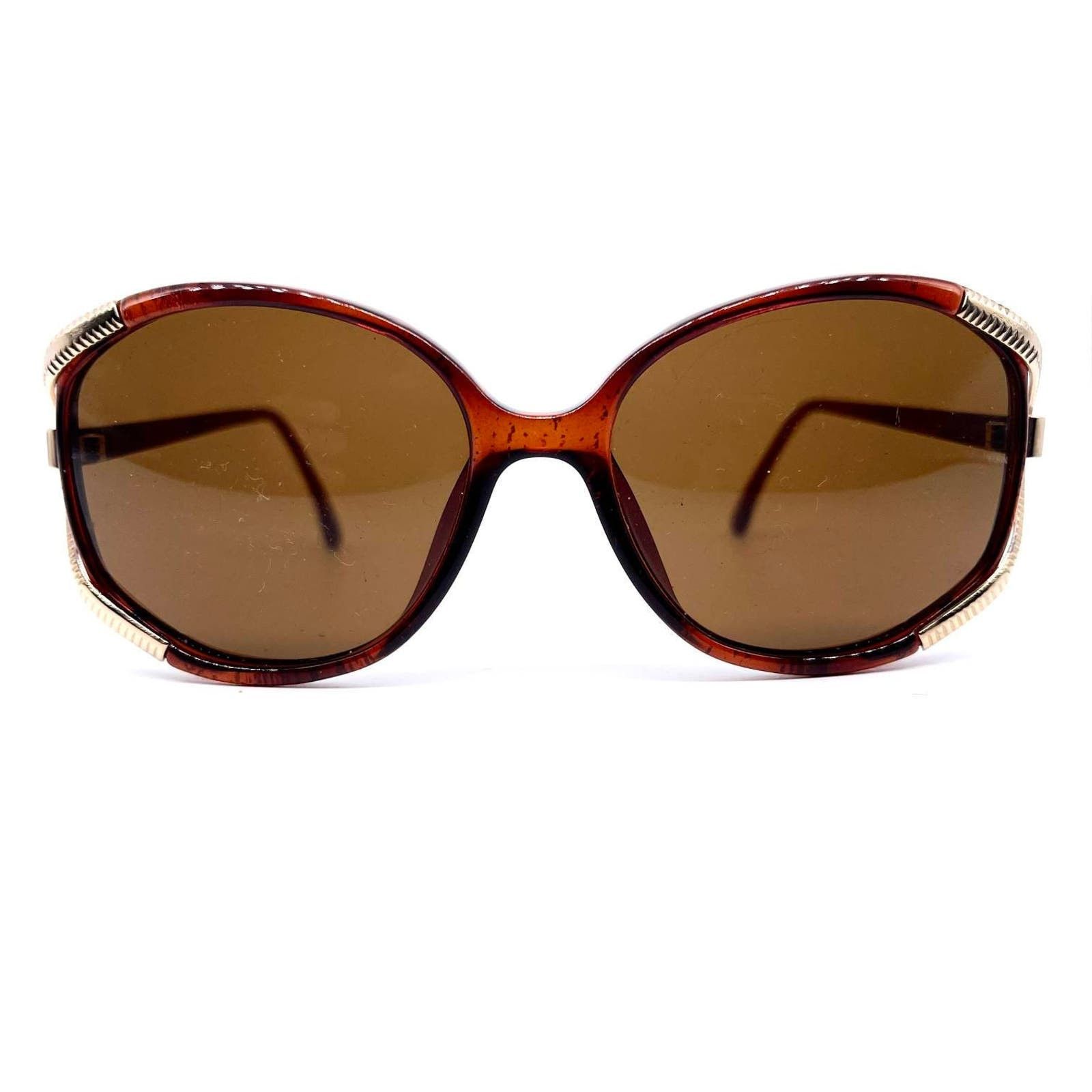 image of Christian Dior 2490 Sunglasses With Carved Golden Hinges 80's in Brown, Women's