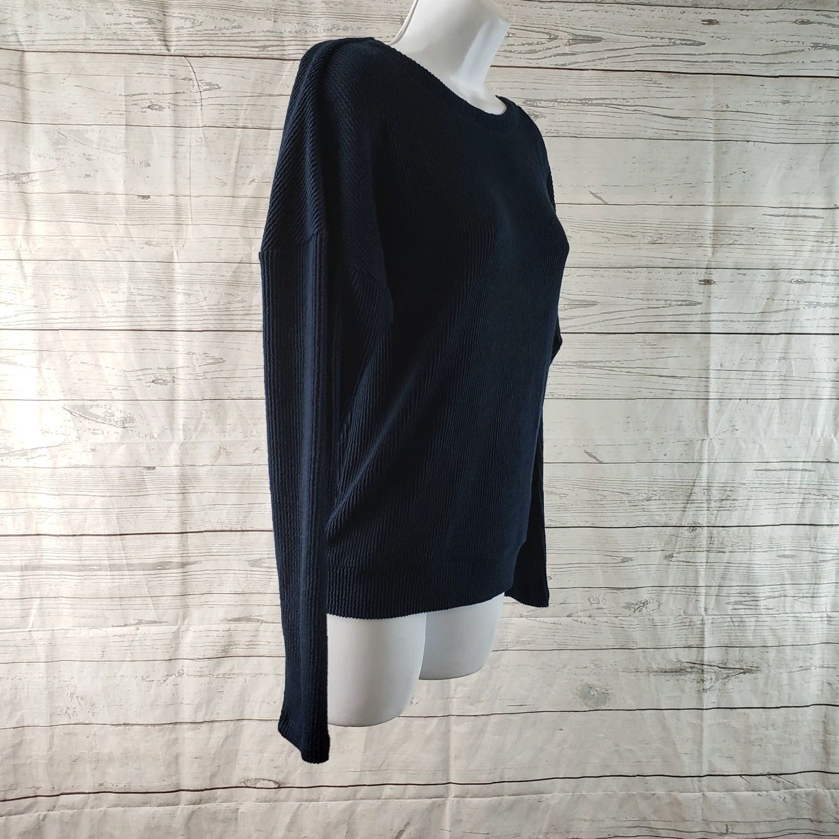 Vintage Maeve Women's Kasi Scoop Back Top XS Blue Ribbed Long Sleeve Shirt Size XS / US 0-2 / IT 36-38 - 3 Thumbnail