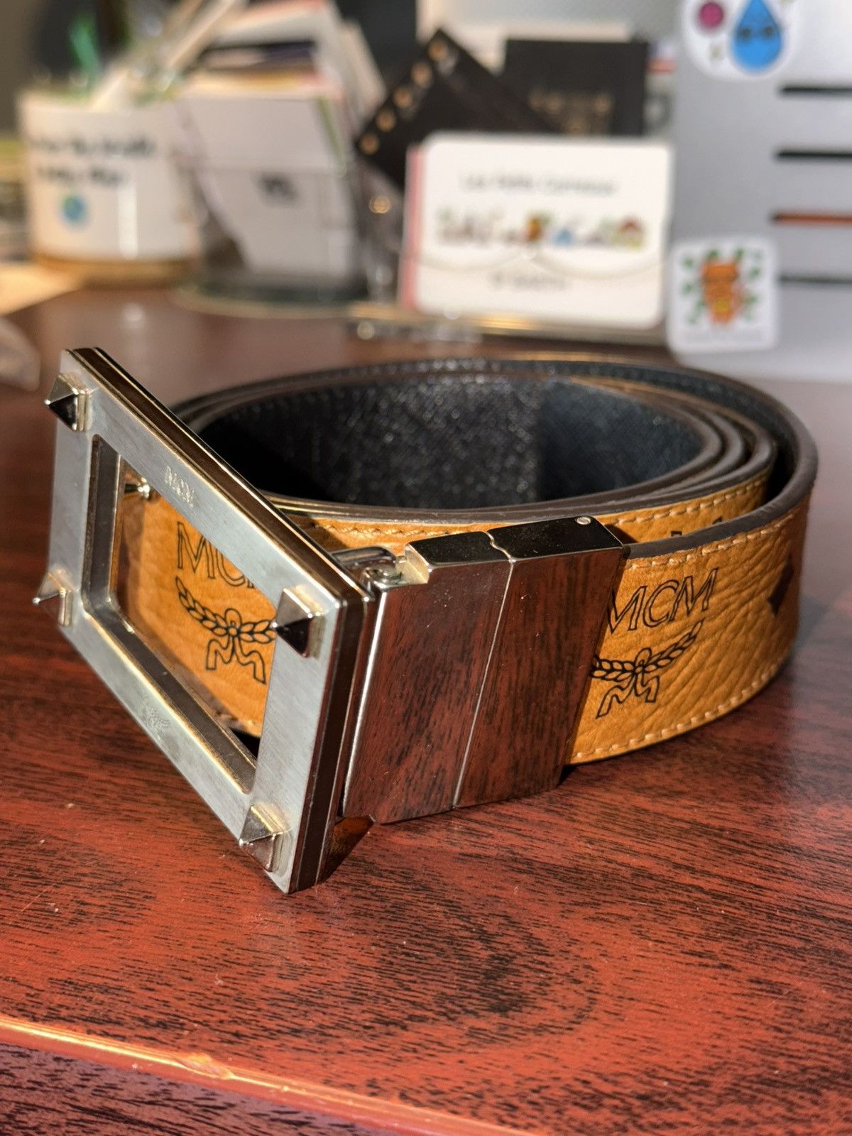 MCM MCM Leather Studded Accents Belt Size 36 - 7 Thumbnail