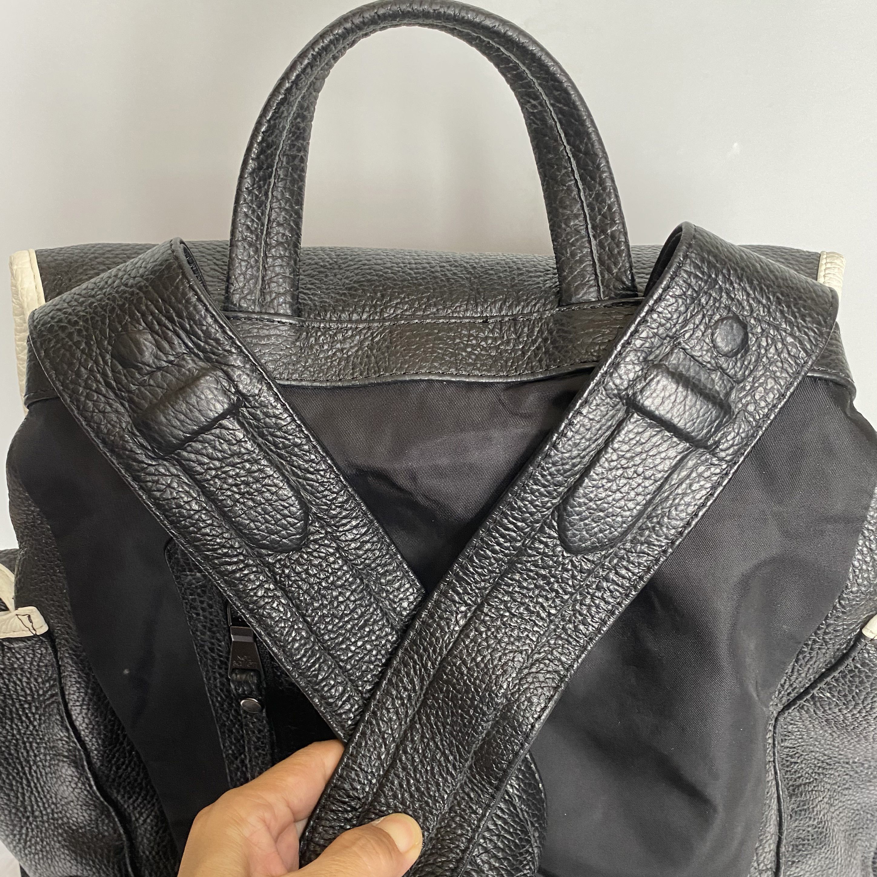 Neil Barrett × Vintage Black White Contrast Leather Nylon Backpack Size ONE SIZE - 11 Thumbnail