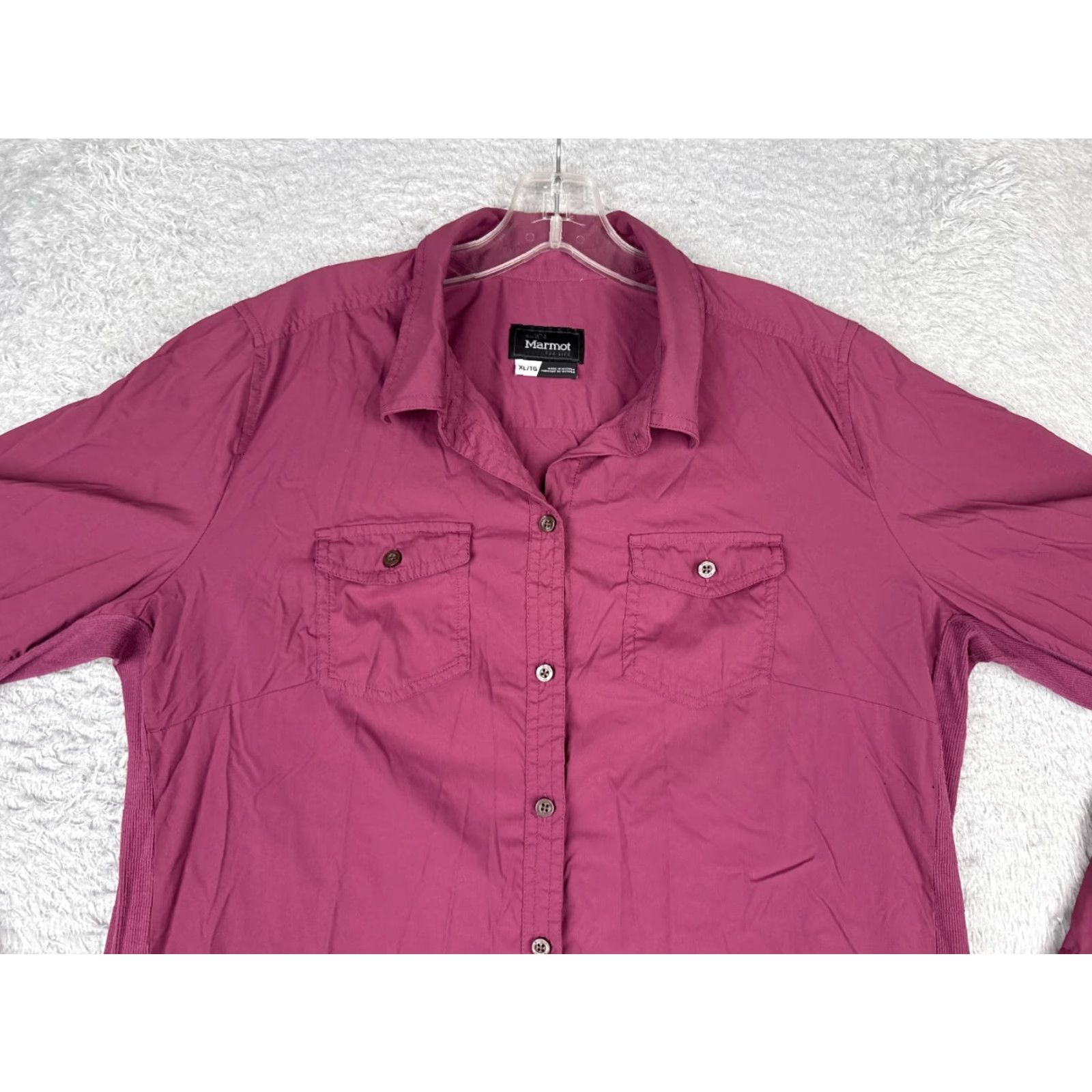 Vintage Marmot Shirt Women XL Beige Button-Up Long Sleeve Cotton Fish Camp Outdoor Hike All Seasons Pockets Vintage No Size XL / US 12-14 / IT 48-50 - 4 Thumbnail