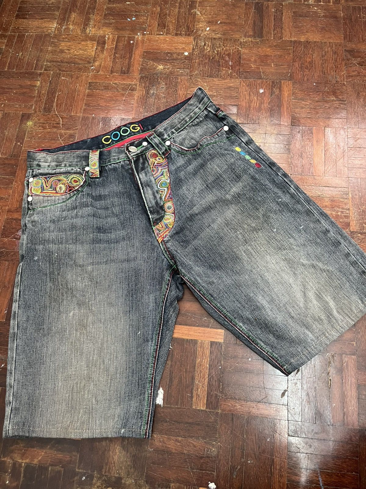 Coogi 🔥Coogi Tribal Multicolour Embroidered Cropped Jeans Size US 35 - 3 Thumbnail