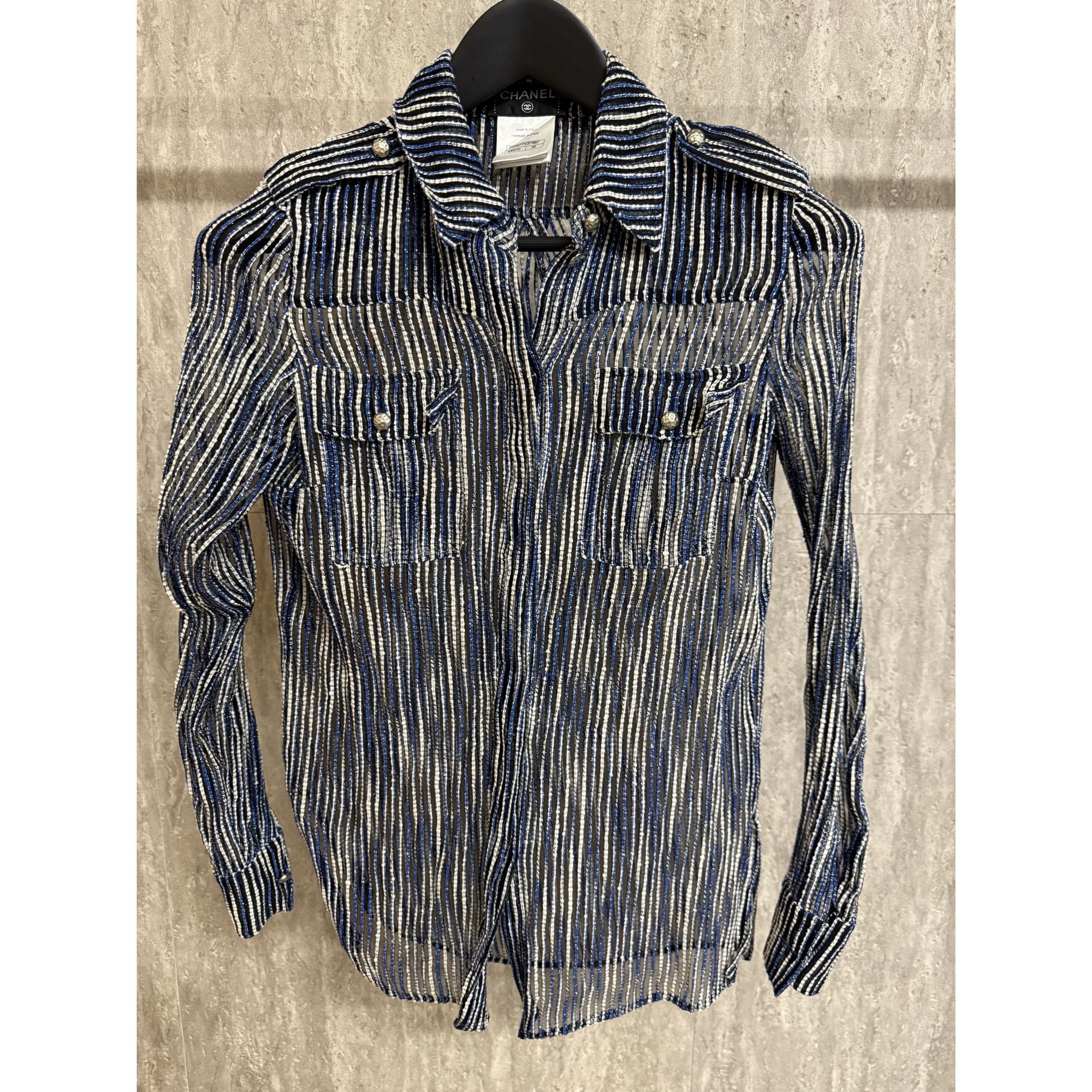 Chanel Chanel Sheer Striped Button-Up Shirt Size 36 Size XS / US 0-2 / IT 36-38 - 1 Thumbnail