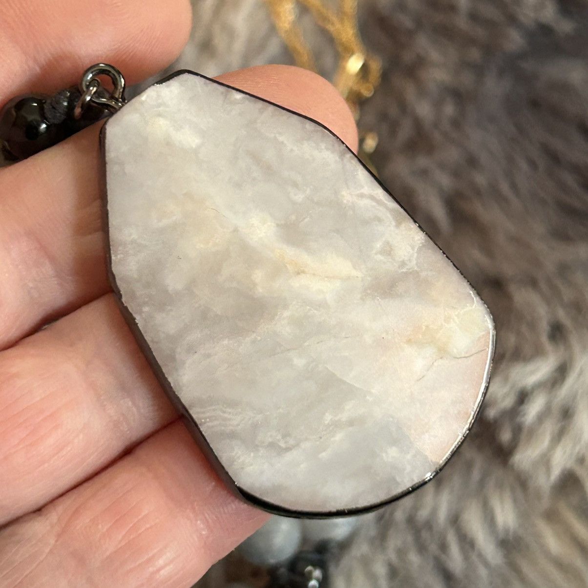 Handmade Hand crafted genuine stone agate black onyx necklace Size ONE SIZE - 6 Thumbnail