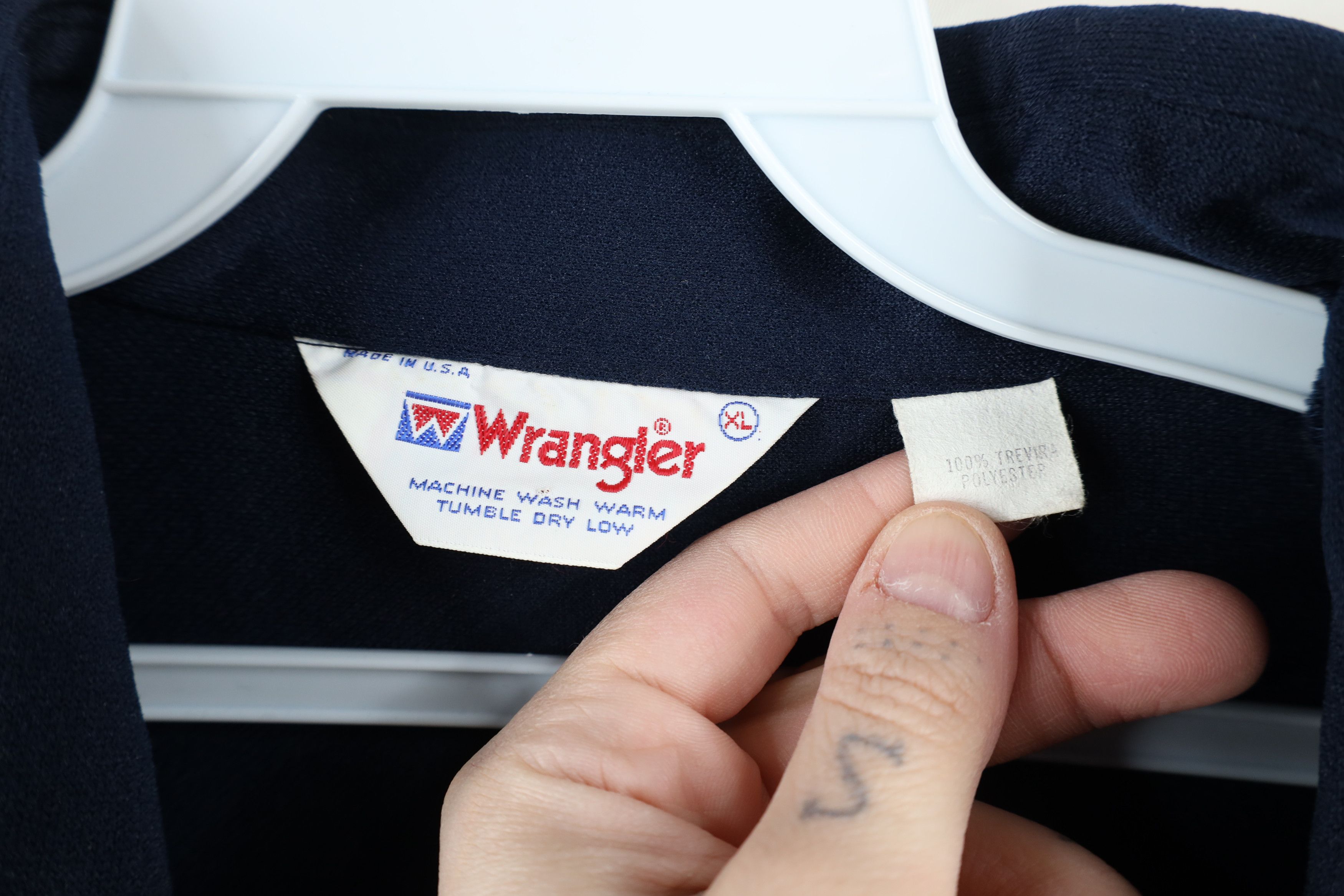 Vintage × Wrangler Vintage 70s Wrangler Knit Button Shirt Jacket Blue USA Size US XL / EU 56 / 4 - 9 Thumbnail