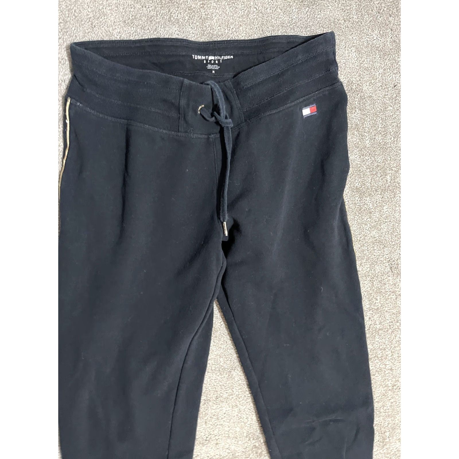 Tommy Hilfiger Tommy Hilfiger Sport Jogger Sweatpants Women's Med Black Drawstring Spell Out Size 32" / US 10 / IT 46 - 2 Thumbnail
