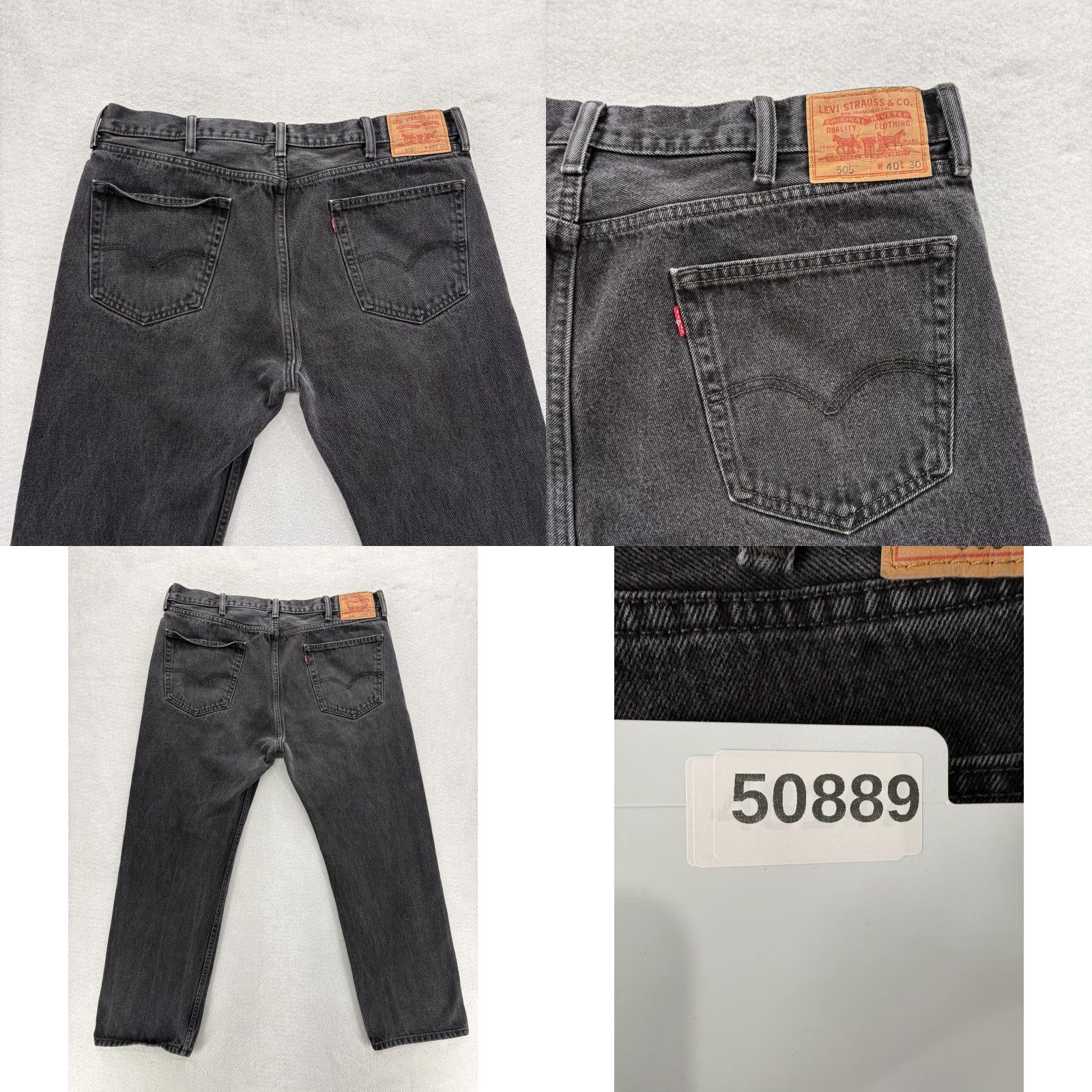Levi's Levi's 505 Jeans Mens 40x30 Gray Dark Wash Regular Fit Straight Denim Casual Pant Shirt Size US 40 / EU 56 - 8 Thumbnail