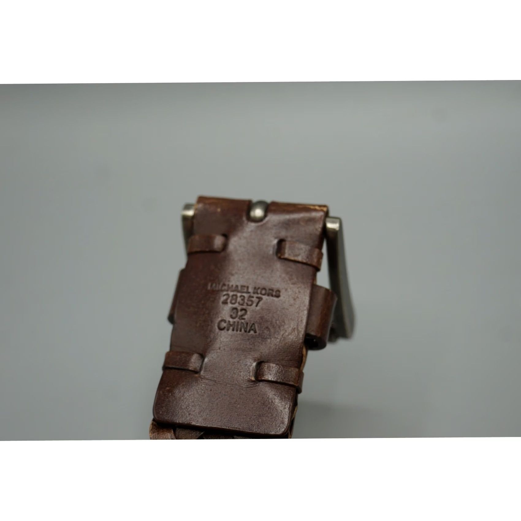 Michael Kors Michael Kors Mens Braided Woven Leather Belt Brown 32 MK Logo Buckle Size 32 - 2 Thumbnail