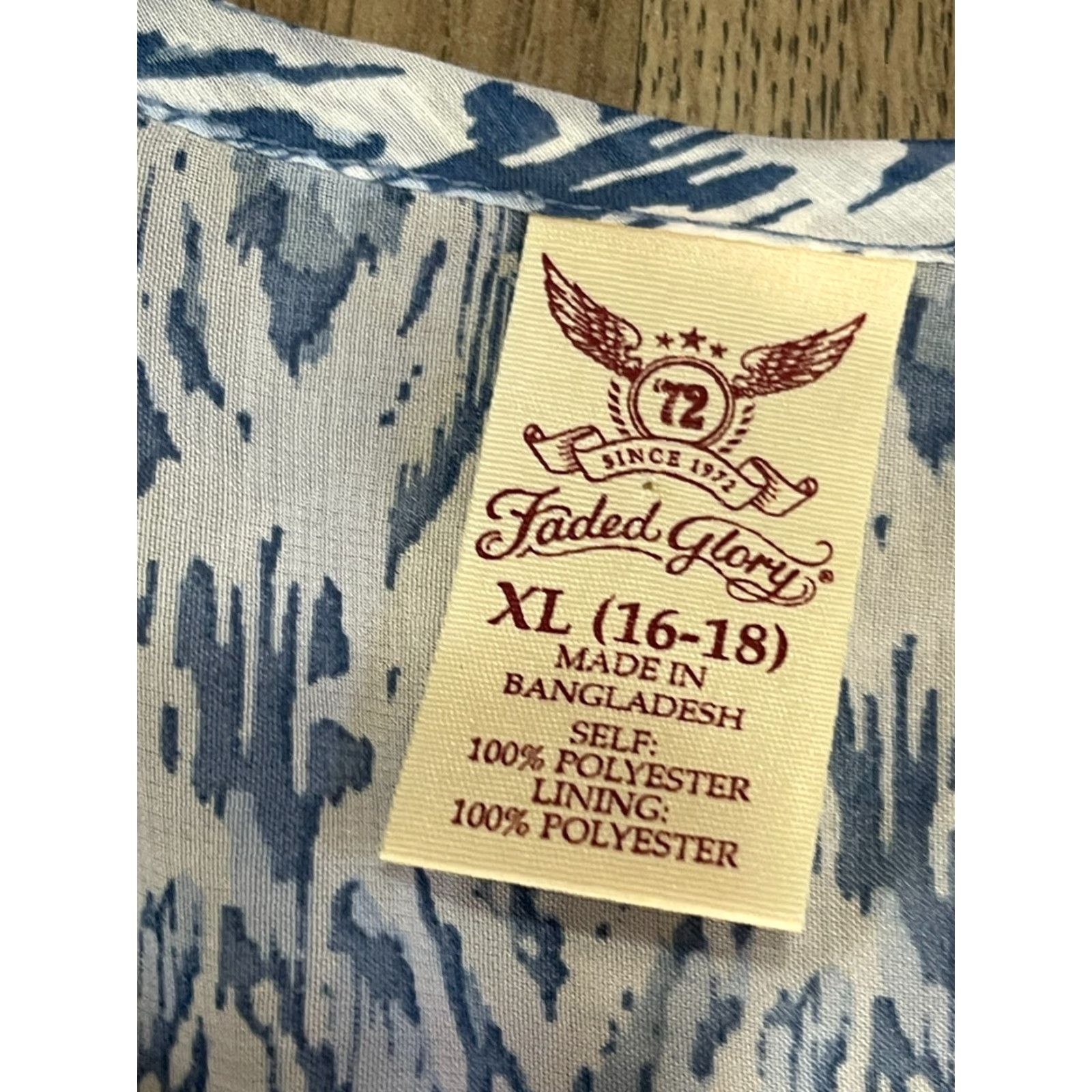 Faded Glory Faded Glory Dress Women XL Blue White Sleeveless Allover Print Casual Sundress Short Size 40" / US 18 - 7 Thumbnail