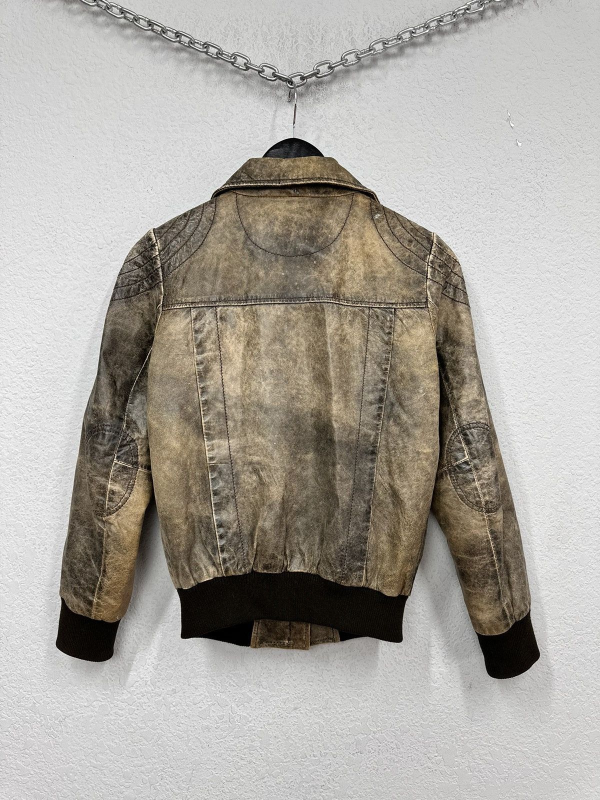 14th Addiction Vintage Leather Jacket Y2K Faded Rick Owens Style Diesel GOA Size S / US 4 / IT 40 - 11 Thumbnail