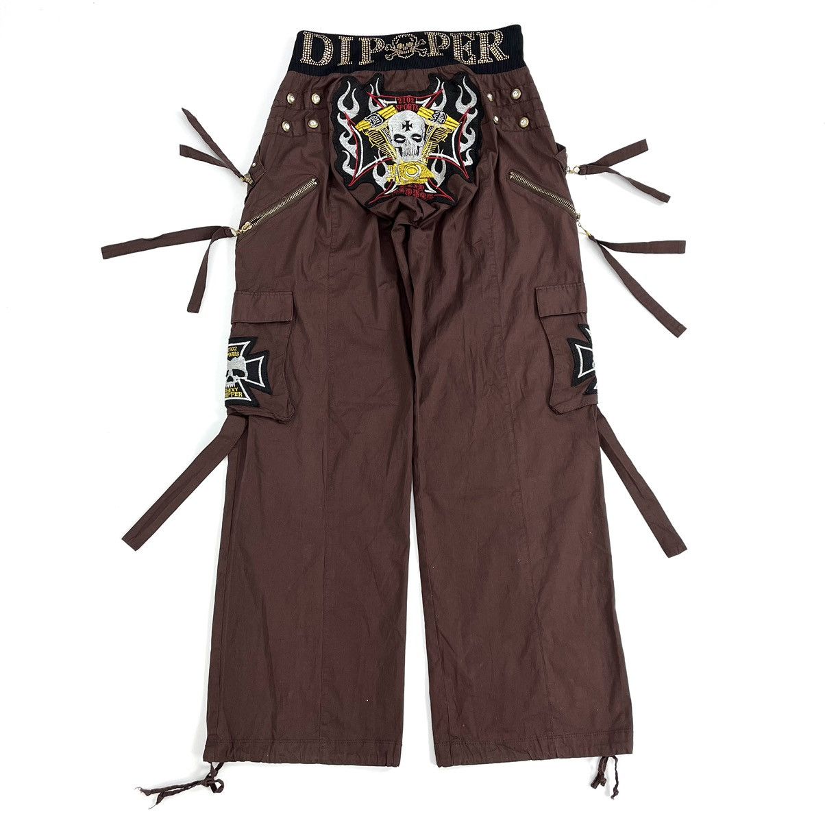 14th Addiction × KMRii × Yasuyuki Ishii Crazy Y2K Dipper Bondage Skulls Studded Multipocket Pants Size US 27 - 1 Thumbnail