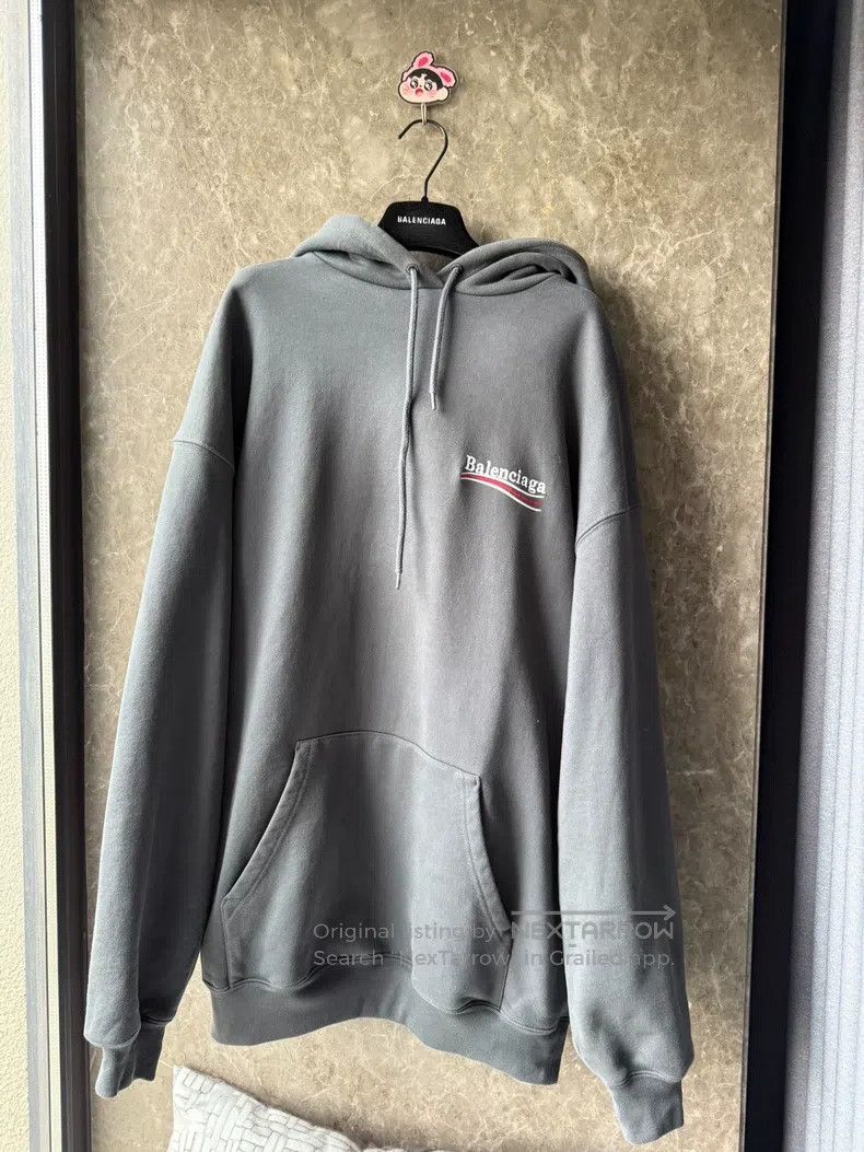 Balenciaga Balenciaga Smoke Grey Embroidered Coke Hoodie Size US S / EU 44-46 / 1 - 1 Thumbnail