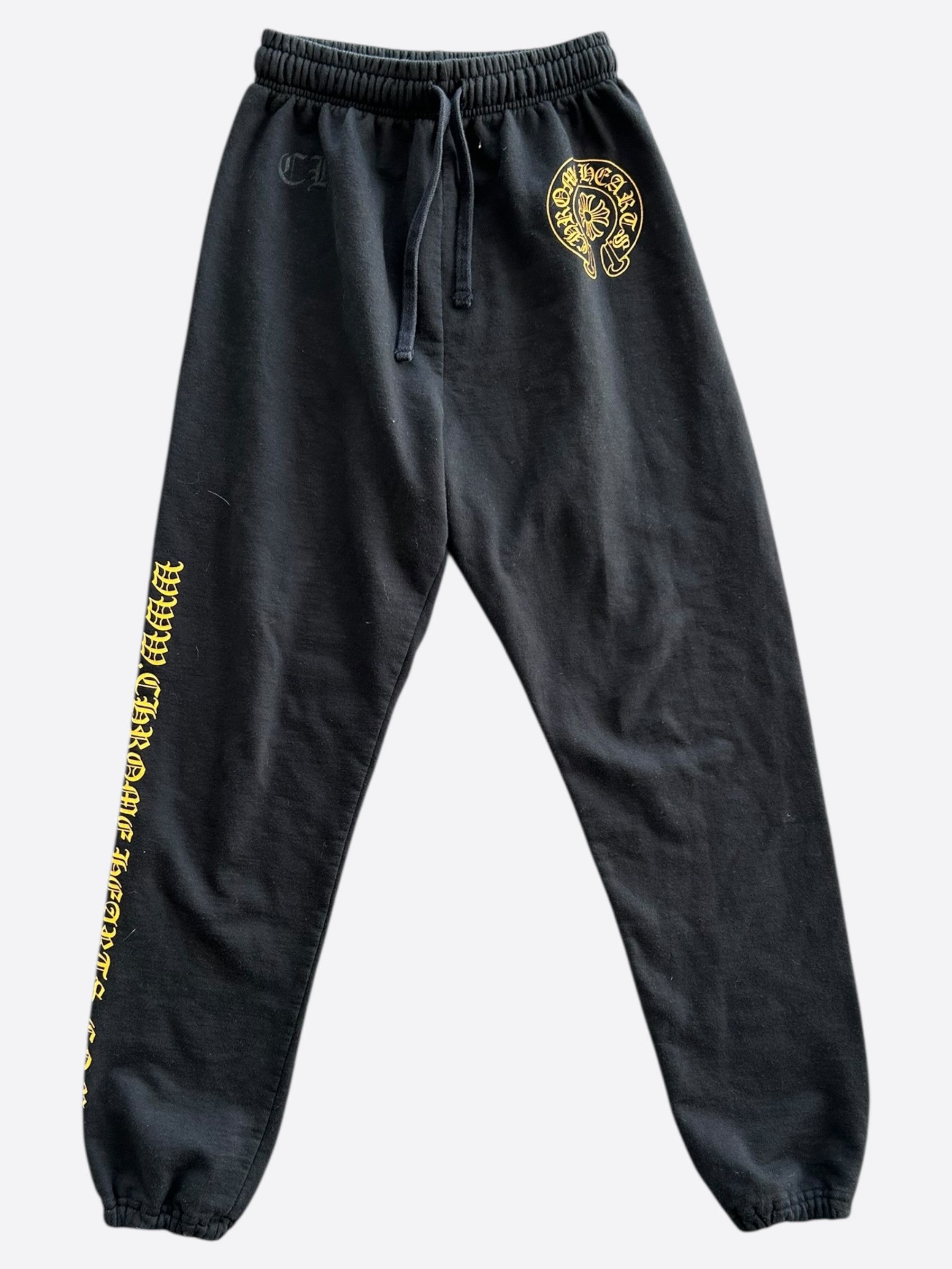Chrome Hearts Black & Yellow Online Exclusive Horseshoe Logo Sweatpants Size US 28 / EU 44 - 1 Thumbnail
