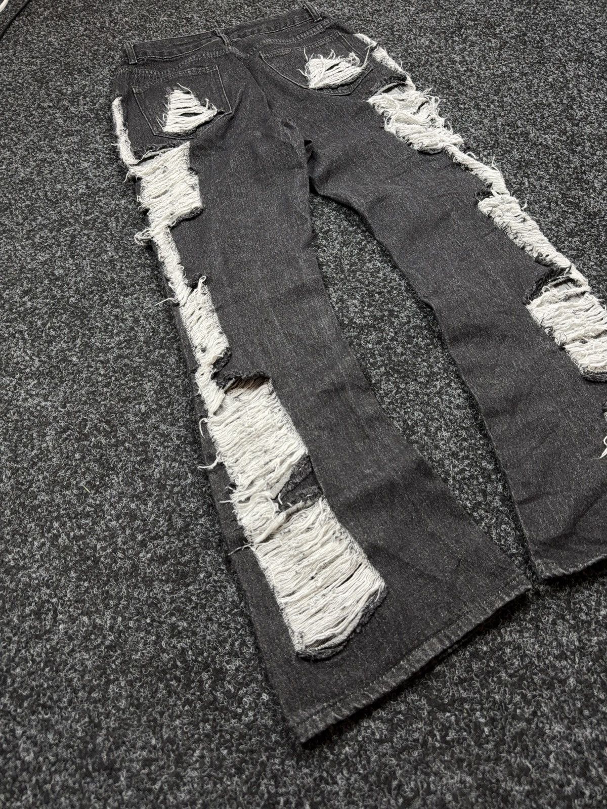 If Six Was Nine Japanese 00s LGB Black Distressed Bootcut Flared Denim Jeans Size 28" / US 6 / IT 42 - 10 Thumbnail