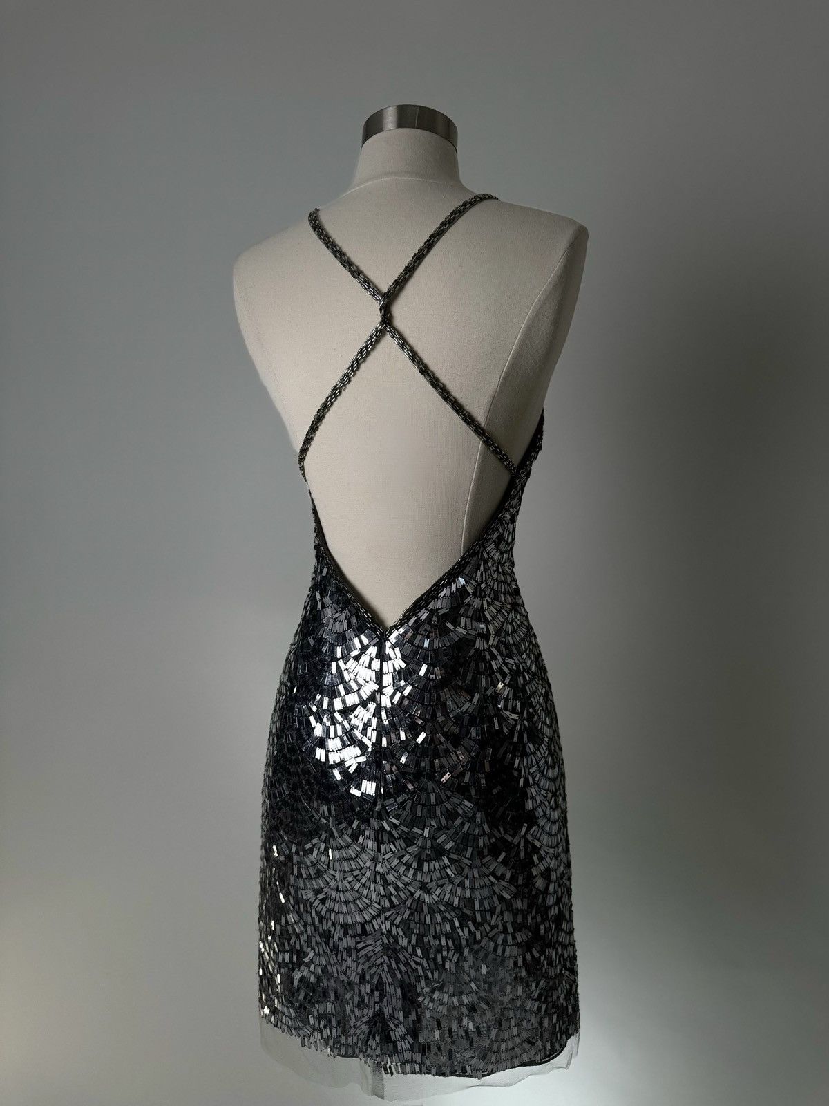 Other Brand New US 14 Jovani Mini Evening Dress in Silver Color Size XL / US 12-14 / IT 48-50 - 5 Thumbnail