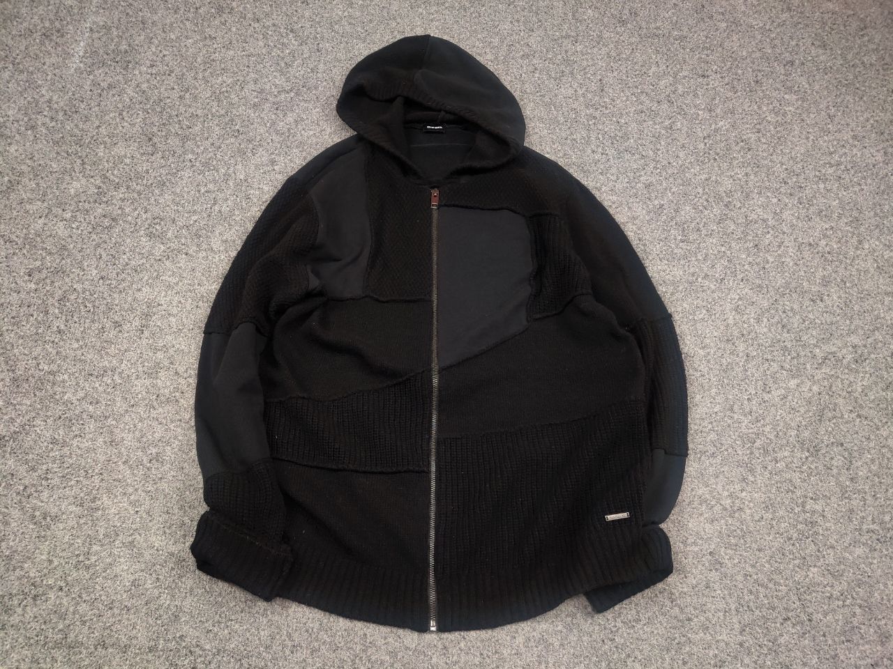Diesel Diesel Patchwork Wool Blend Black Zip Mens Hoodie Y2K Style Size US XL / EU 56 / 4 - 2 Thumbnail