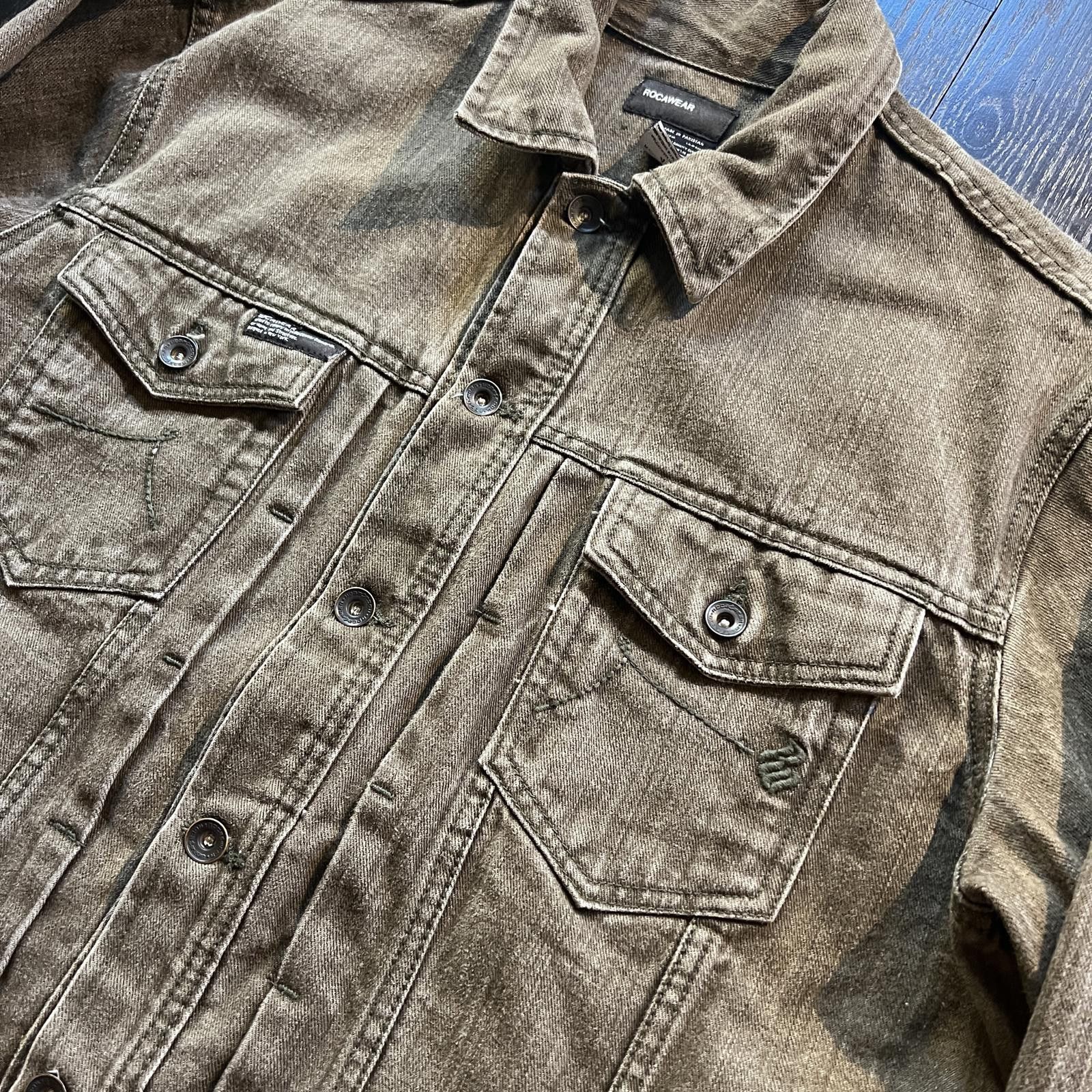 Rocawear × Vintage Vintage Rocawear Denim Jacket Green Faded Distressed Size US L / EU 52-54 / 3 - 3 Thumbnail