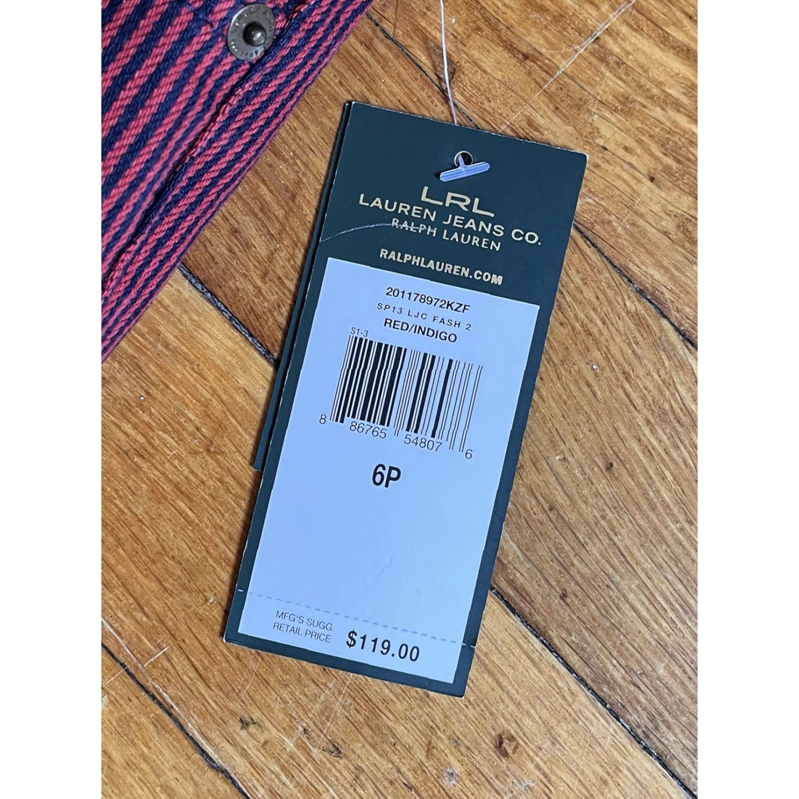 Ralph Lauren Lauren Ralph Lauren Jeans Women's Petite 6P Straight Red Indigo Pinstripe Modern Size 28" / US 6 / IT 42 - 3 Thumbnail