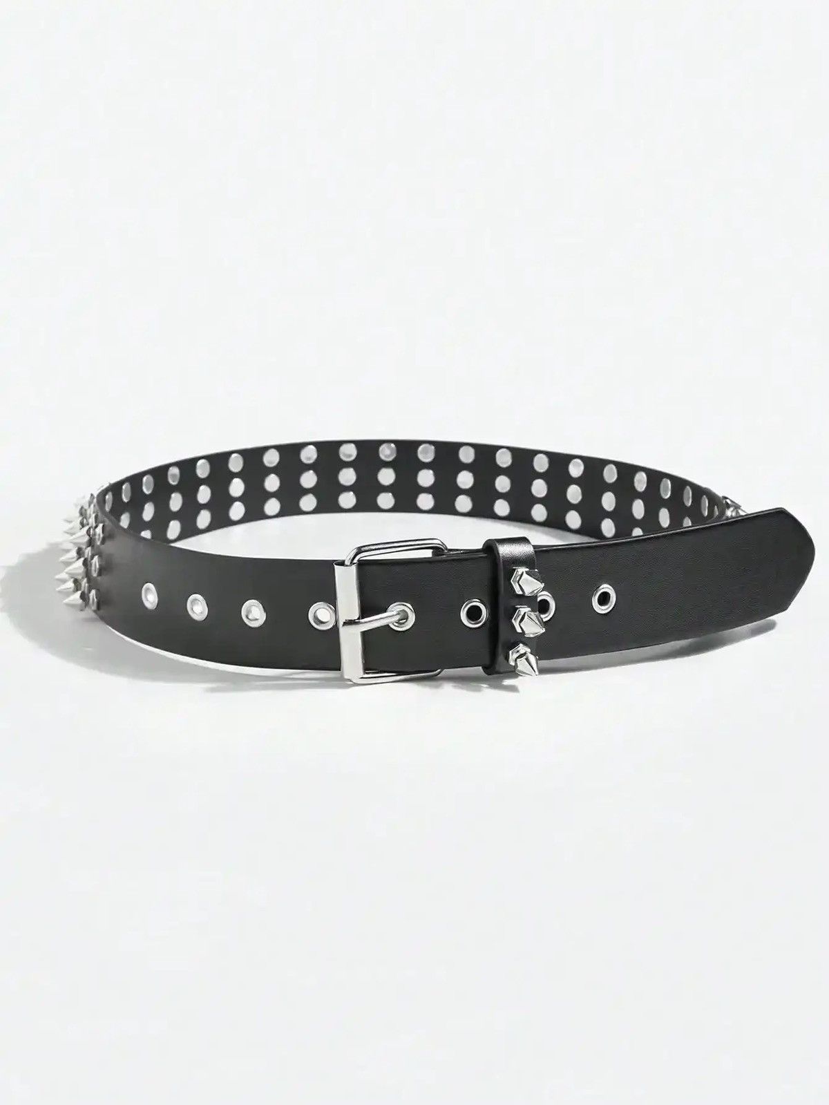 Leather × Vintage Retro Black Metal Rivet Belts Size ONE SIZE - 3 Thumbnail