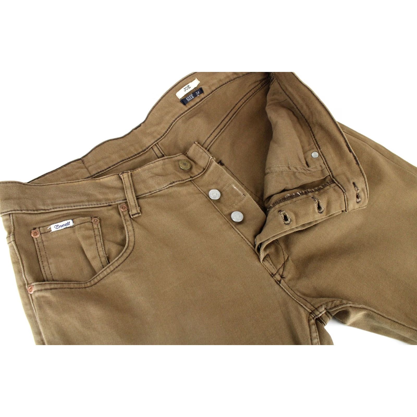Emmett EMMETT Joe Jeans Men's Slim Fit Button Fly Logo Pockets Brown W34 Size US 34 / EU 50 - 4 Thumbnail