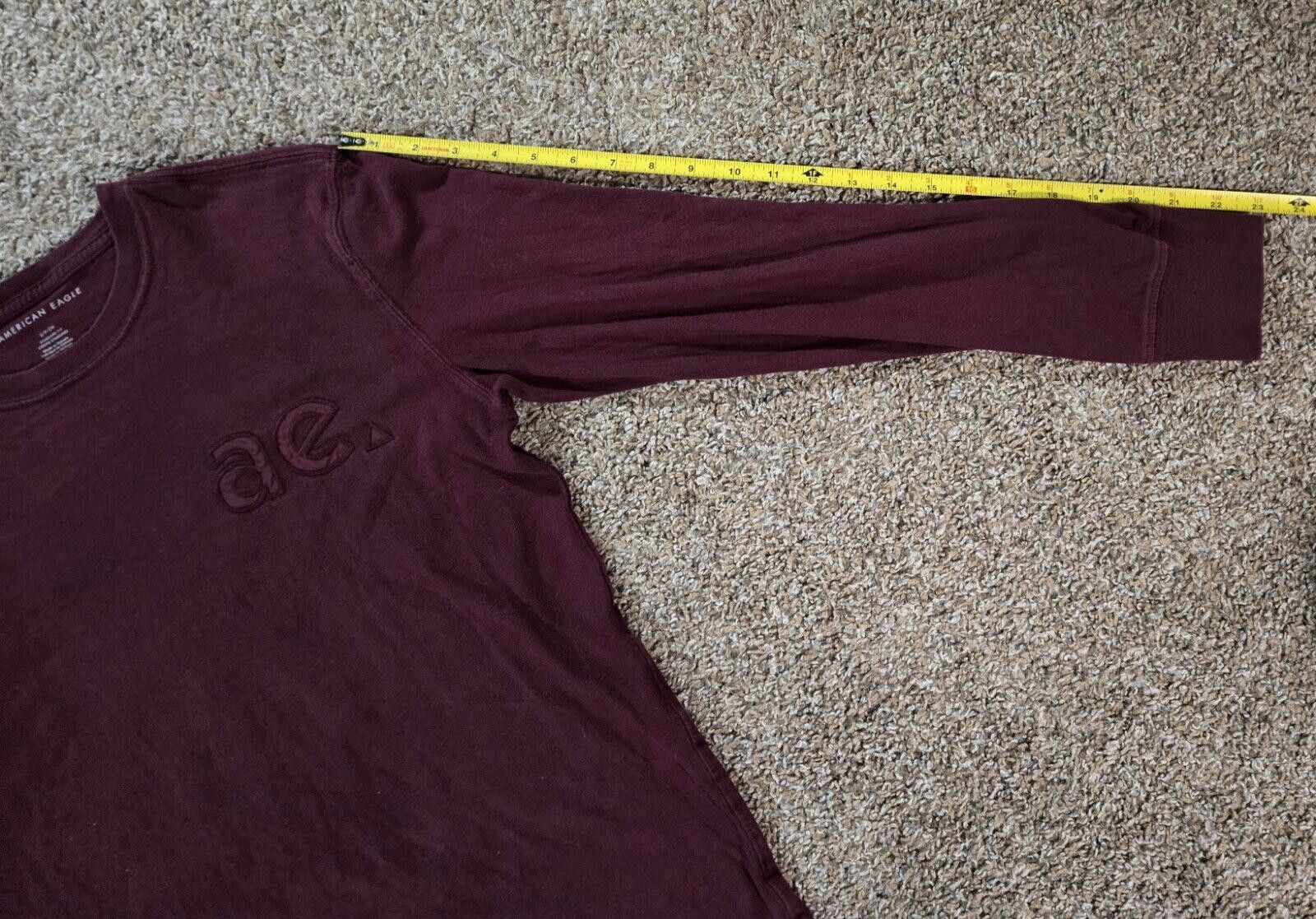 Designer Burgundy American Eagle Standard Fit Long Sleeve TShirt Sz S Size US S / EU 44-46 / 1 - 7 Thumbnail